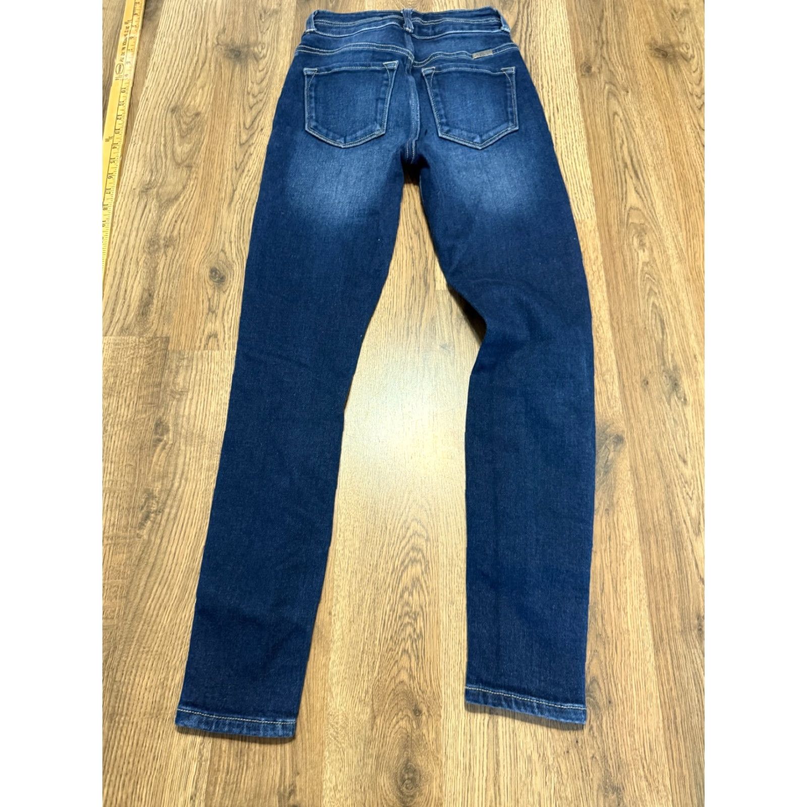 Vintage KanCan Jeans Women's 23 Blue Denim Skinny Distressed Dark Wash Size 40" / US 18 - 2 Thumbnail