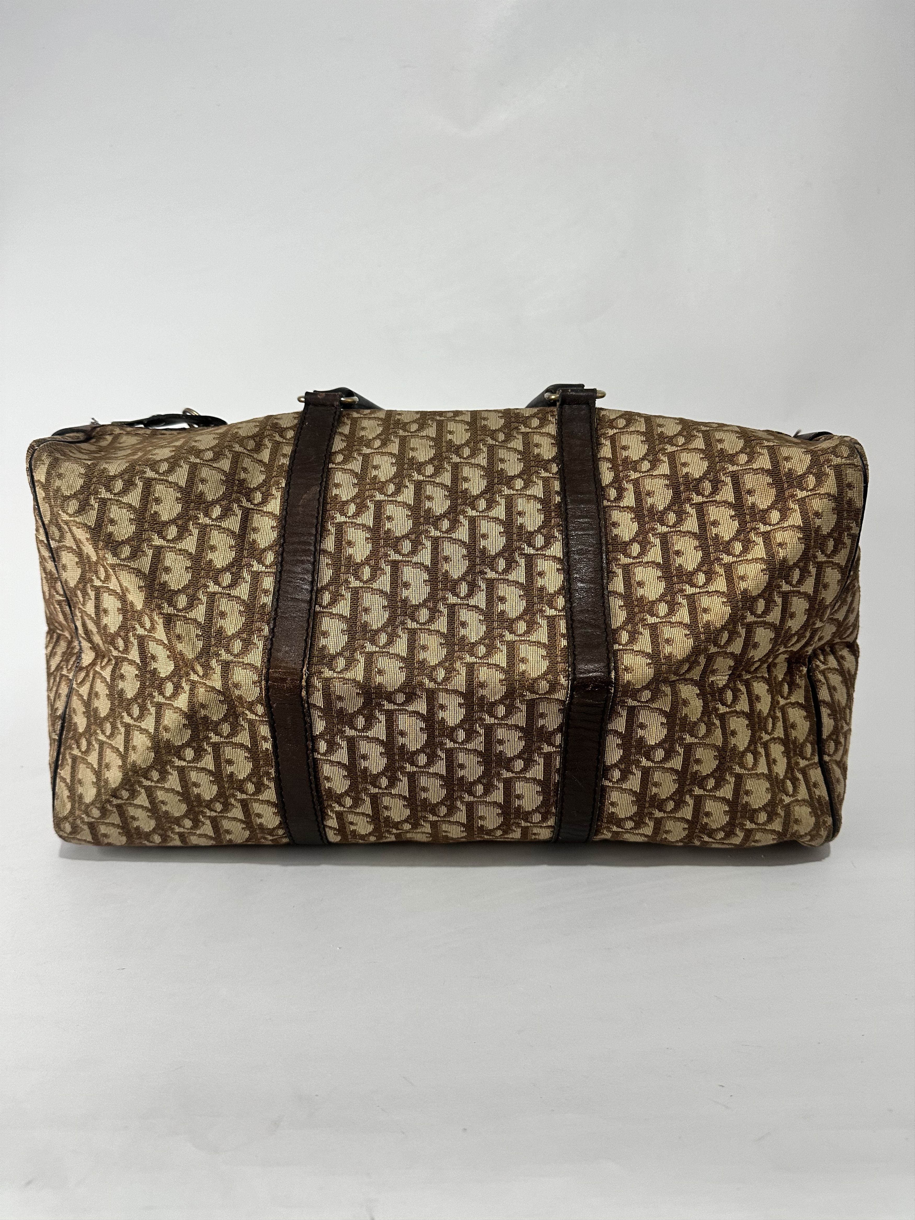Dior Brown Canvas Oblique Large Boston Bag