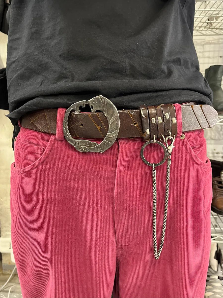 Just Cavalli 2000s Cavalli Snake vs Tiger Buckie Brown Leather Belt Size ONE SIZE - 3 Thumbnail