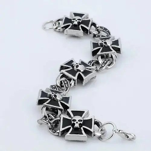 Japanese Brand Celtic Cross Shape Skull Pattern Bracelet Size ONE SIZE - 6 Thumbnail
