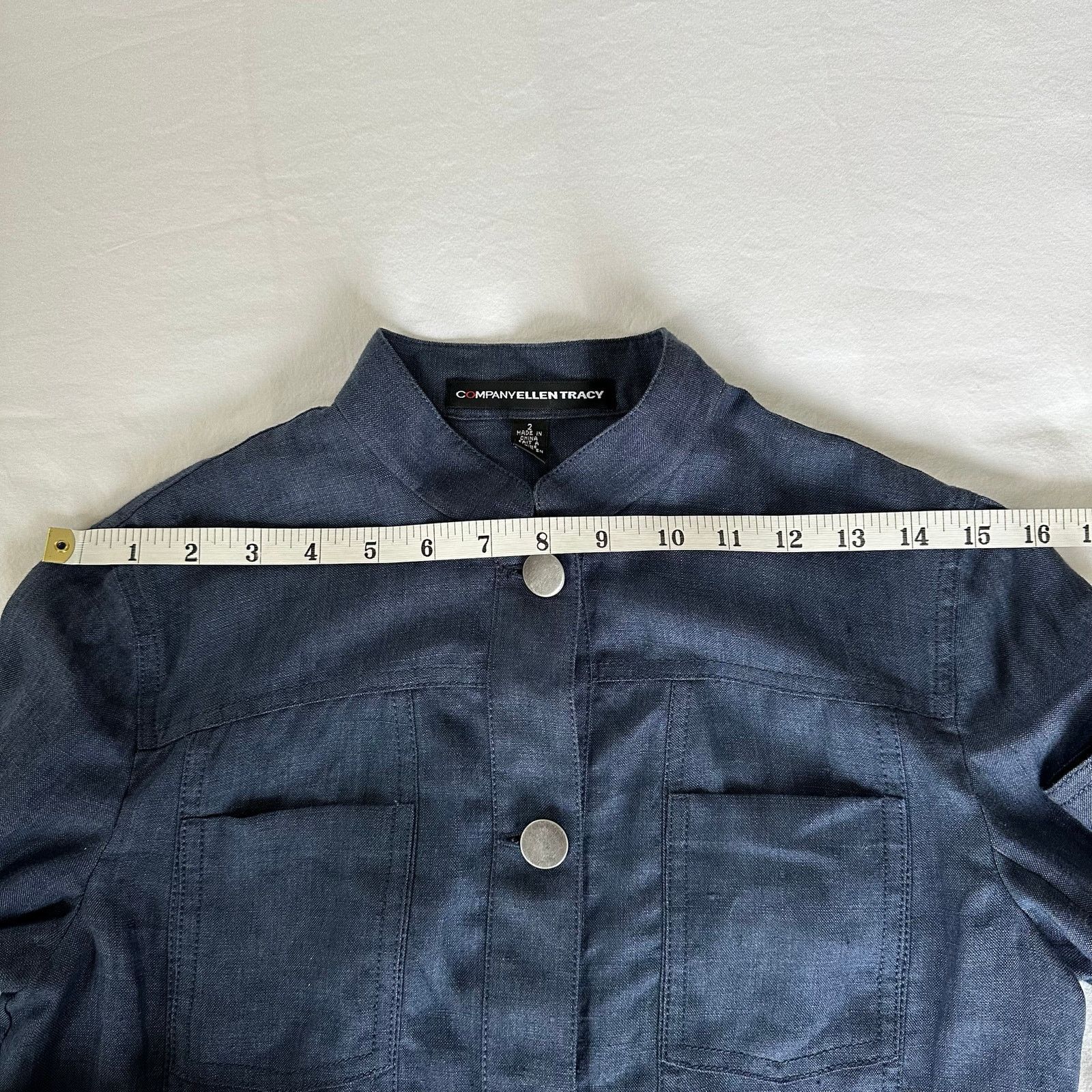 Other Navy Linen Jacket Band Collar Size 2 Company Ellen Tracy Size XS / US 0-2 / IT 36-38 - 5 Thumbnail