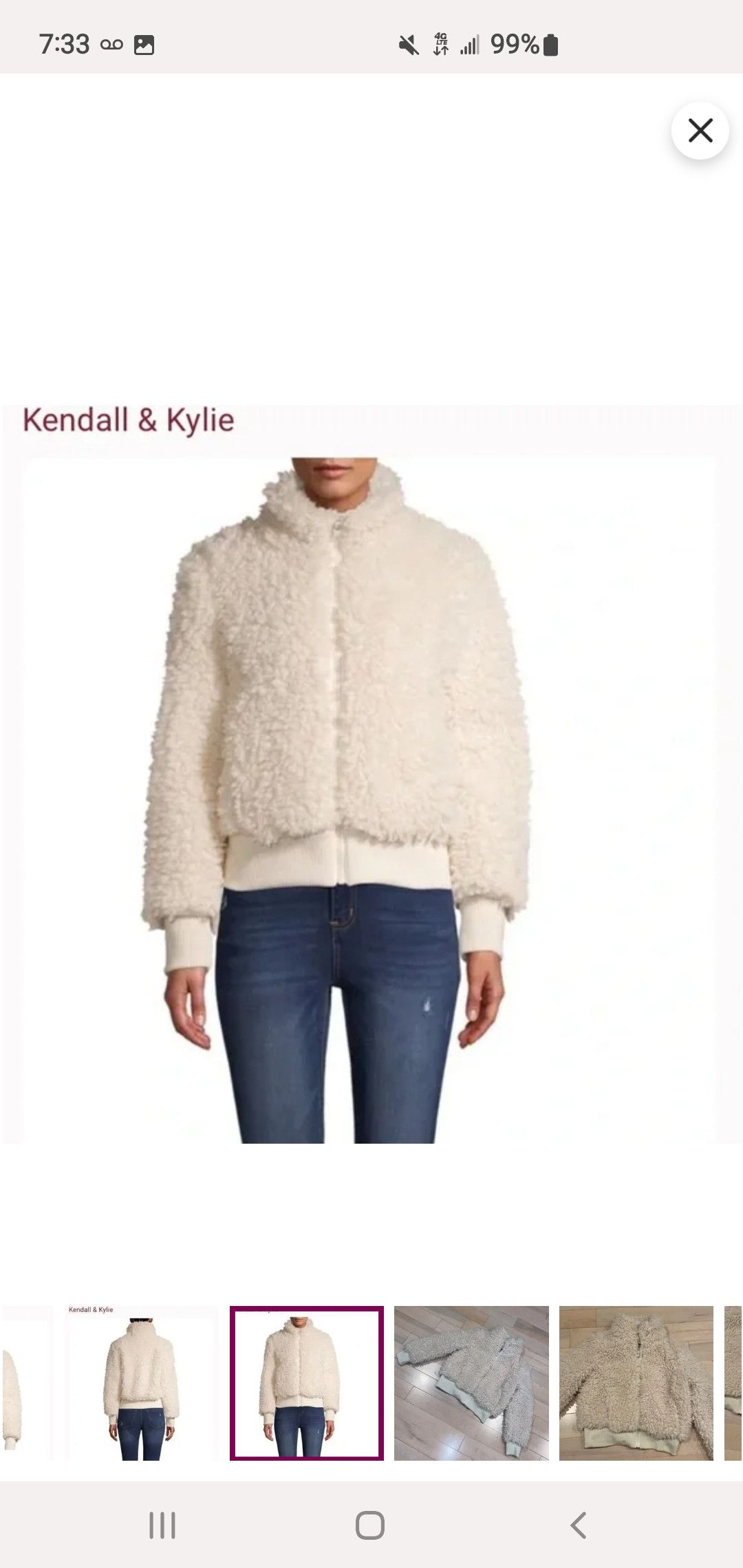 Kendall And Kylie Kendall & Kylie Y2K cream colored zip up sherpa teddy coat Size L / US 10 / IT 46 - 9 Thumbnail