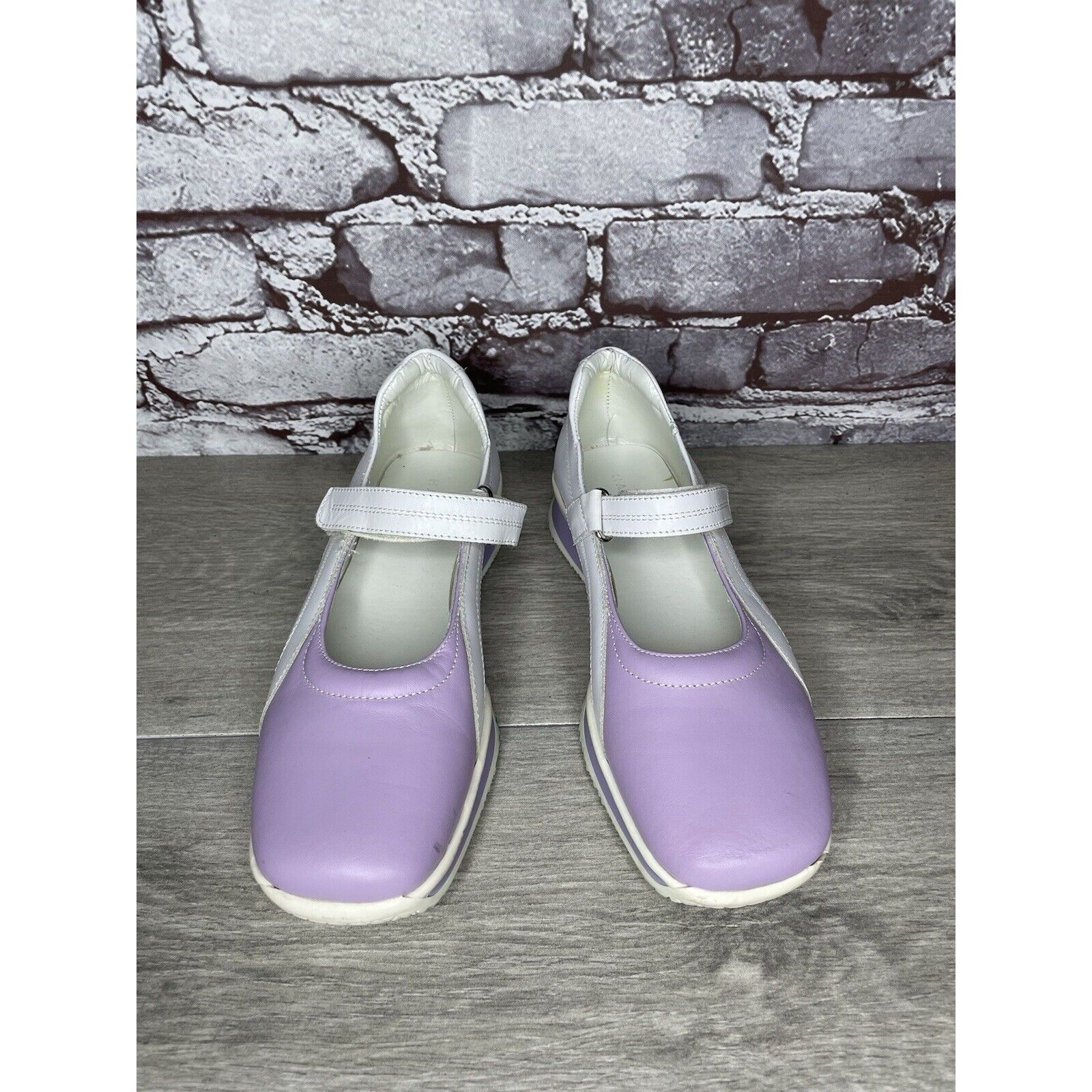 Other Halogen Purple Leather White MaryJane Strap Wedge Comfort Sh Size US 6 / IT 36 - 18 Thumbnail