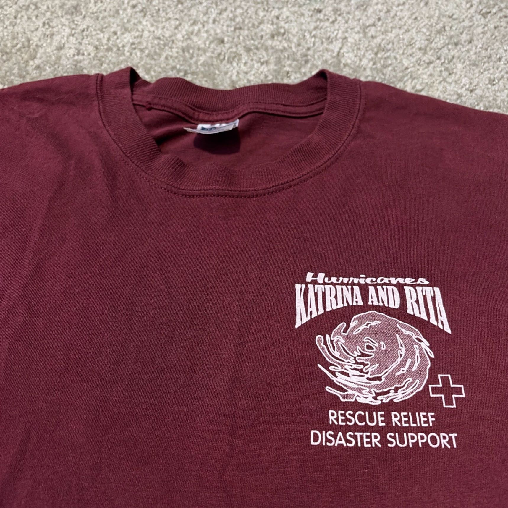 Jerzees VINTAGE Hurricane Katrina + Rita Rescue Relief 2005 Red T-Shirt 3XL Men JERZEES Regular Size US XXL / EU 58 / 5 - 4 Thumbnail