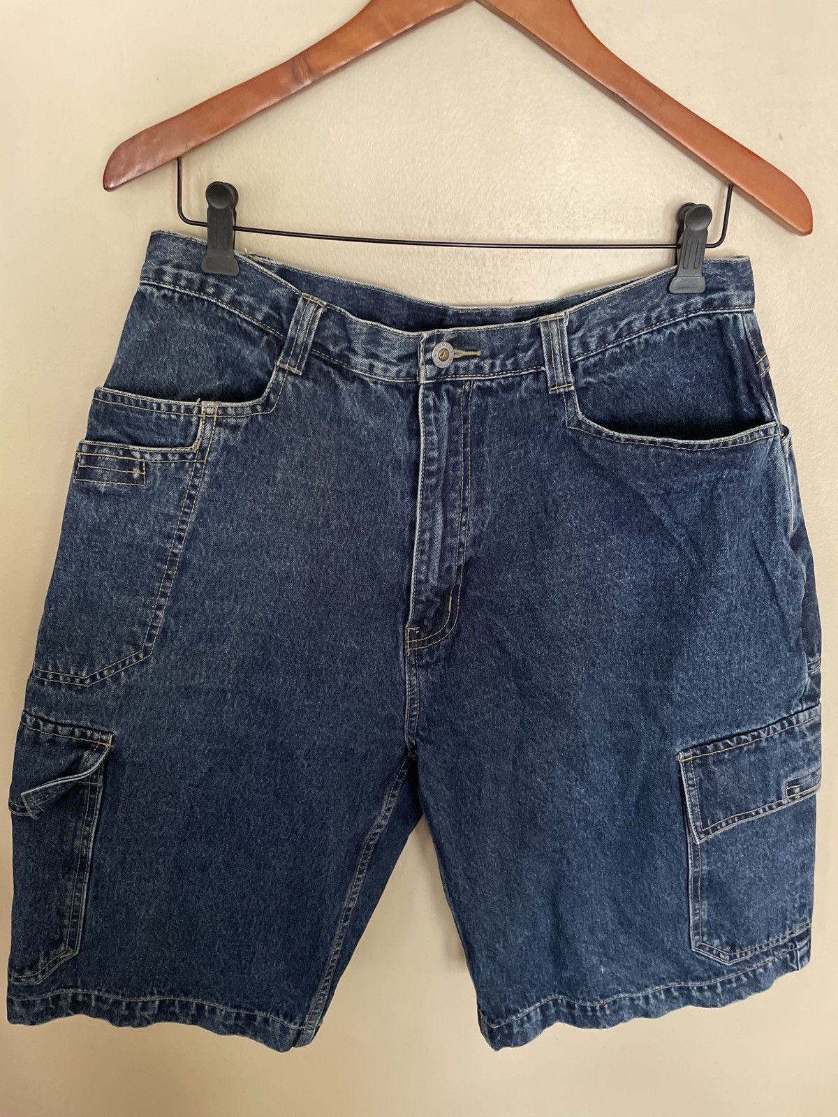 Designer × Vintage COOL J URBAN WEAR Blue Jean Denim Shorts Jorts waist cargo 🔥 Size US 34 / EU 50 - 1 Thumbnail