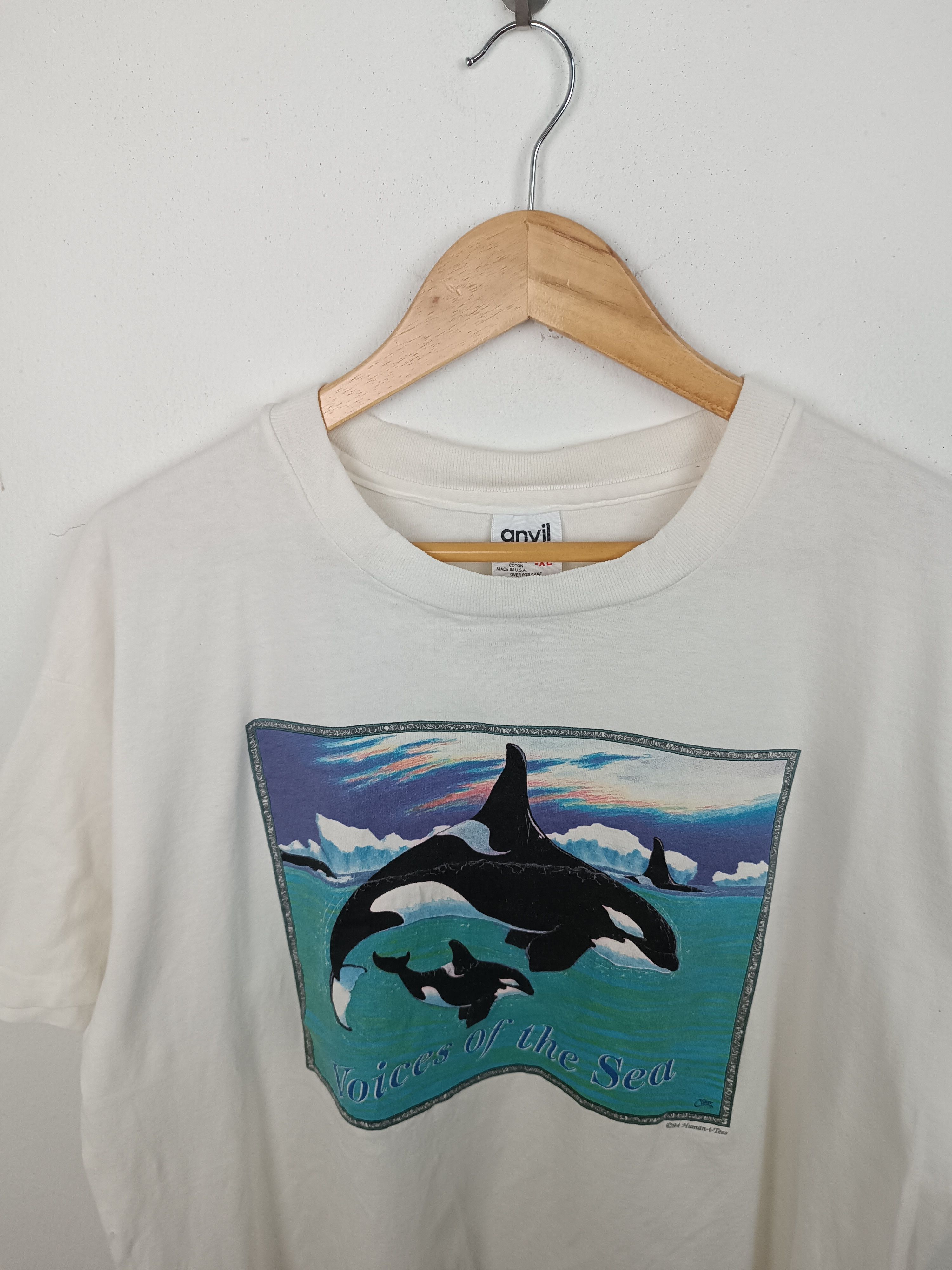 Vintage VINTAGE '94 VOICES OF THE SEA ORCA TEE FREE WILLY WHALE FISH Size US XL / EU 56 / 4 - 11 Thumbnail