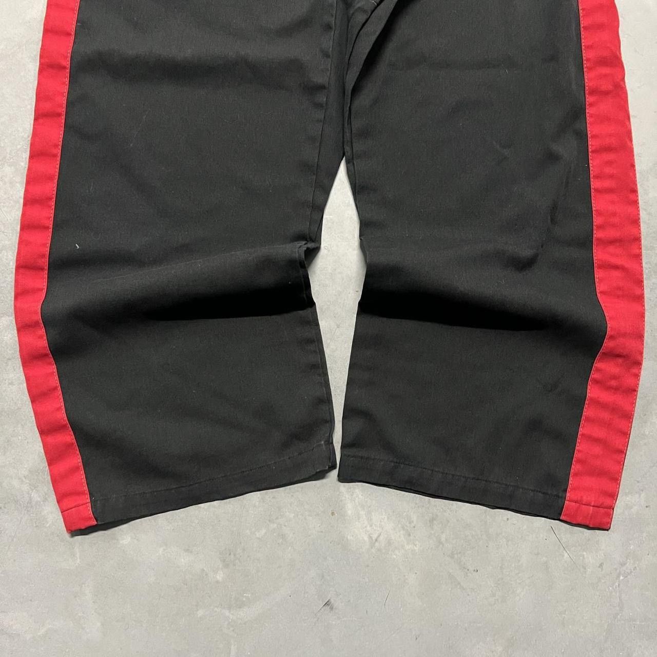 Japanese Brand × Vintage Crazy Vintage Y2K Super Baggy Red Stripe Black SweatPants! Size US 36 / EU 52 - 3 Thumbnail
