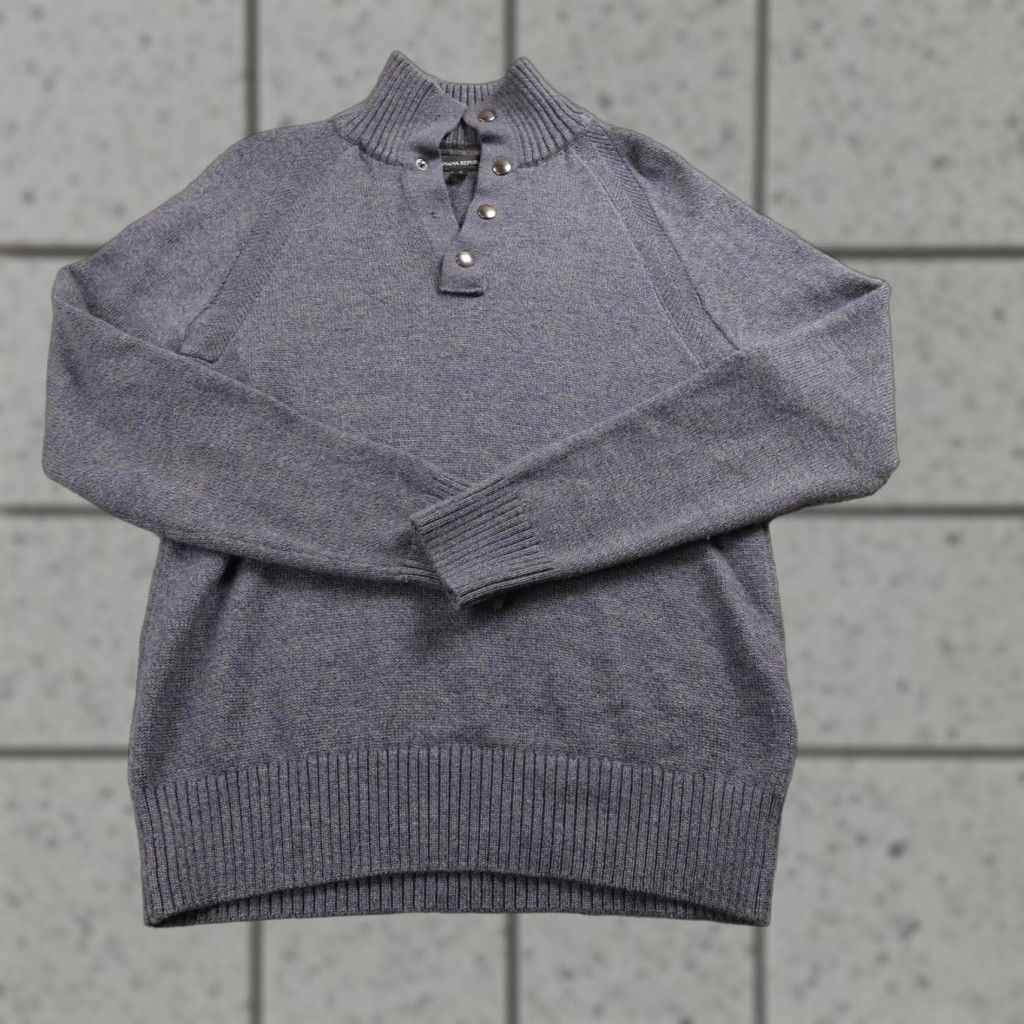 Banana Republic Banana Republic Sweater Mens S Blue Gray Merino Wool Mock Neck Henley Pullover Shirt Size US S / EU 44-46 / 1 - 1 Thumbnail