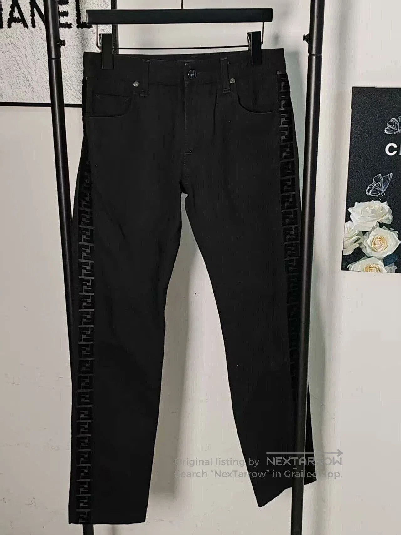 Fendi fendi logo stripe black jeans. Size US 26 / EU 42 - 1 Thumbnail