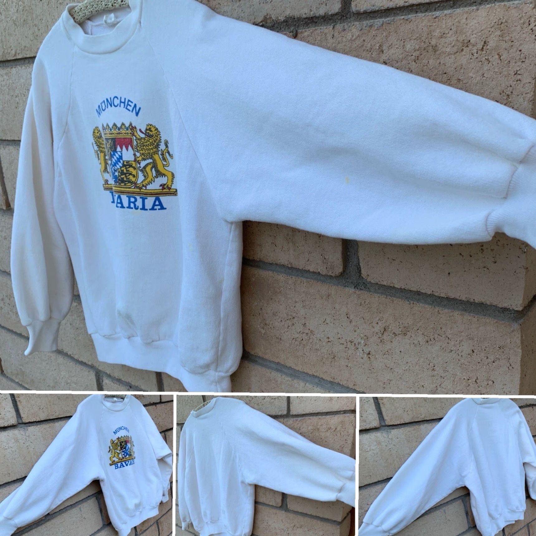 Vintage VINTAGE Munchen Bavaria Graphic Sweatshirt Raglan Cotton Size M Men White Graphic Print Raglan Sweatshirt Size US M / EU 48-50 / 2 - 2 Thumbnail