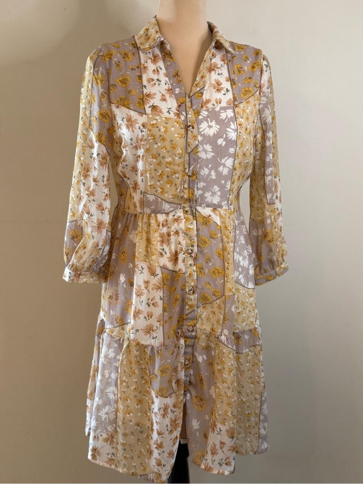 Other Paper Crane boho western midi dress floral patchwork SZ M Size M / US 6-8 / IT 42-44 - 1 Thumbnail