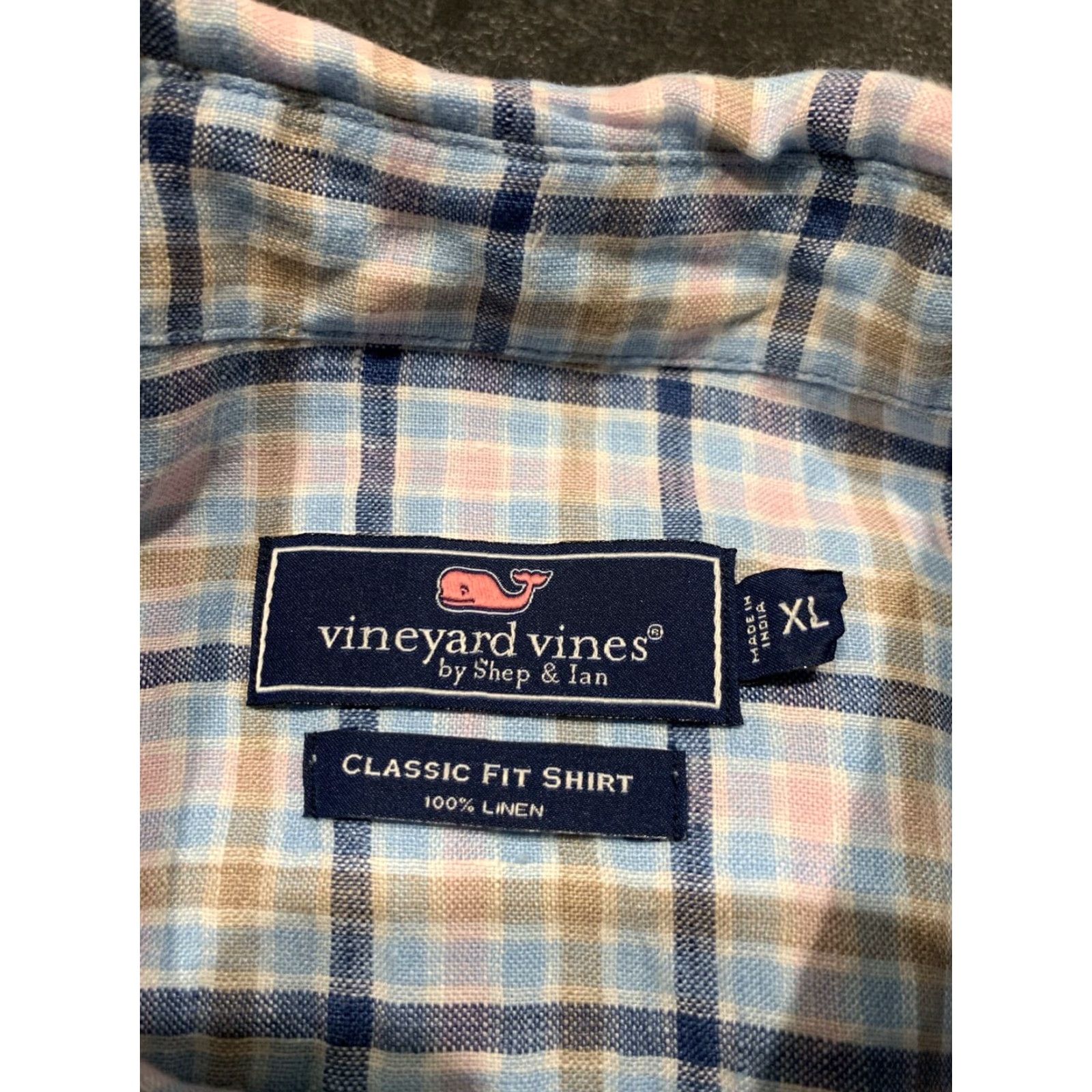 Vineyard Vines Vineyard Vines Men’s XL Linen Plaid Button-Down Shirt Multi-Color Classic Fit Collared Long Sleeve Size US XL / EU 56 / 4 - 7 Thumbnail