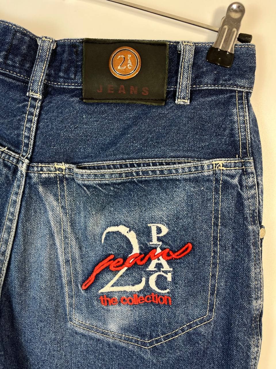Other VINTAGE 2P Jeans Blue Denim Embroidered Logo Baggy Sz 30 Size US 30 / EU 46 - 8 Thumbnail