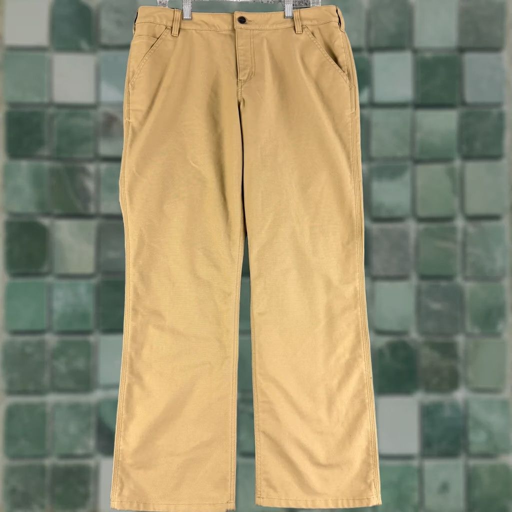 Carhartt Carhartt Original Fit Canvas Work Pants Womens 14W Short Tan Stretch Straight Leg Size 36" / US 14 / IT 50 - 1 Thumbnail