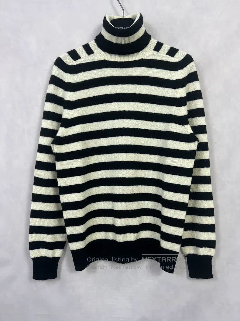 Saint Laurent Paris Saint Laurent Paris Black and White Striped Turtleneck Swe Size US S / EU 44-46 / 1 - 1 Thumbnail