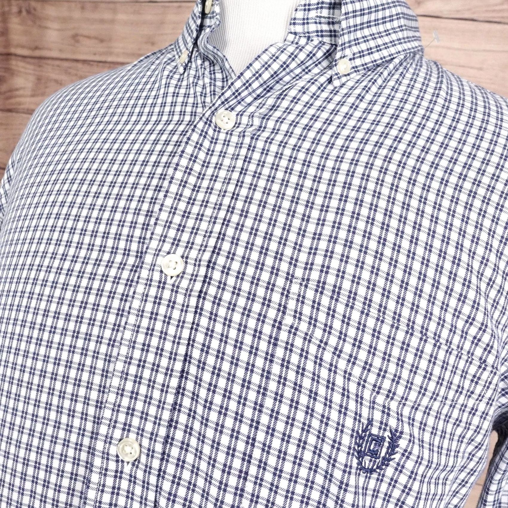 Chaps Chaps Shirt Mens L Blue Check Long Sleeve Button-Up Regular Fit Embroidered Size US L / EU 52-54 / 3 - 2 Thumbnail