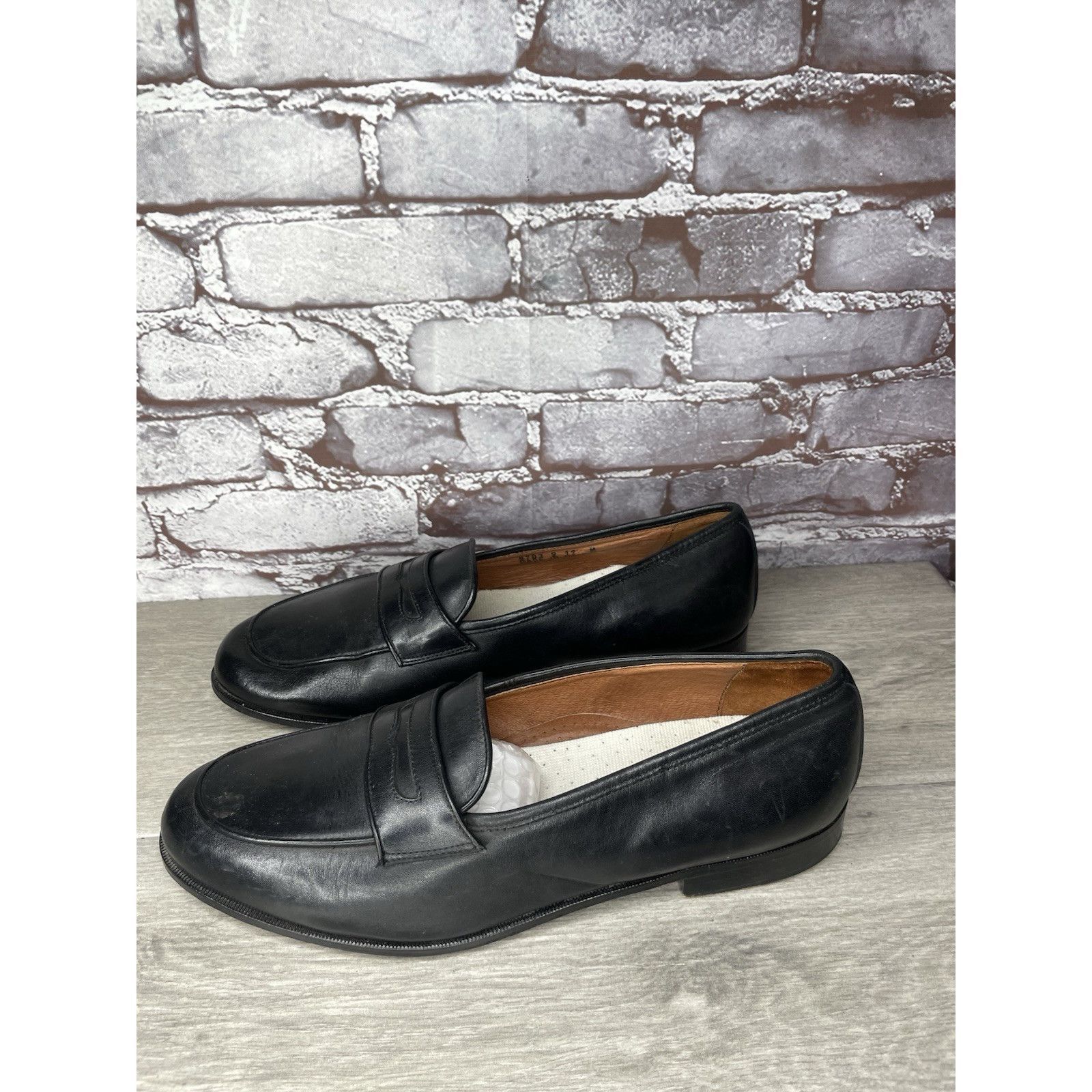 Paolo Mondo Paolo Mando Firenze Black Leather Penny Loafers Dress Shoes Size US 12 / EU 45 - 20 Thumbnail
