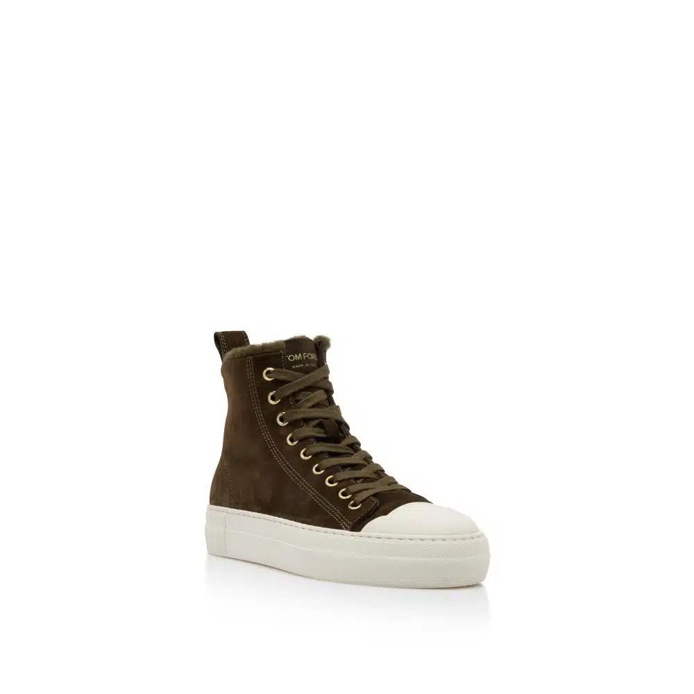 Tom Ford o1loc1c1124 W2879T Hi-Top Sneakers in Khaki/White Size US 7.5 / IT 37.5 - 2 Thumbnail