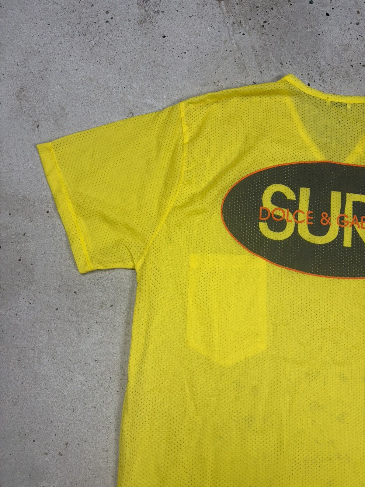 Dolce & Gabbana Vintage 90s Dolce & Gabbana Mare Yellow Surf Mesh T Shirt Size US XL / EU 56 / 4 - 10 Thumbnail