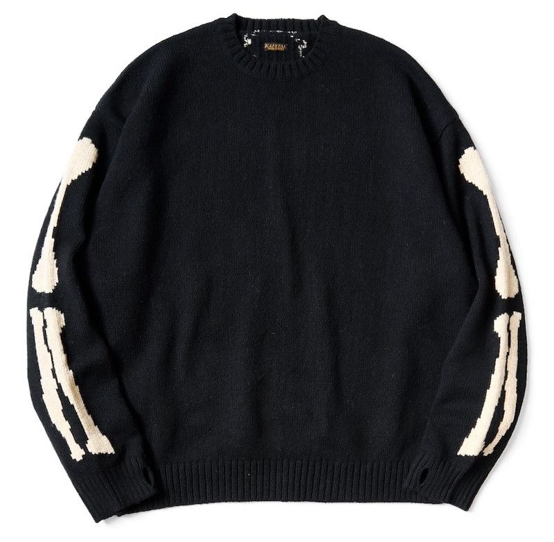 Kapital KAPITAL 5G wool bone crew sweater Skeleton black new S Size US S / EU 44-46 / 1 - 2 Thumbnail