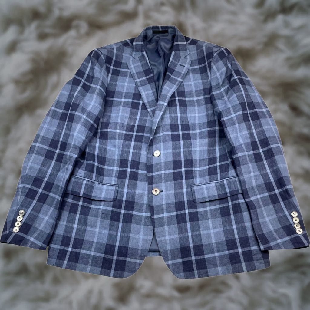 Ralph Lauren Ralph Lauren LRL Blazer Men's 100% Linen Blue Plaid 2-Button 40R Regular Size 40R - 1 Thumbnail