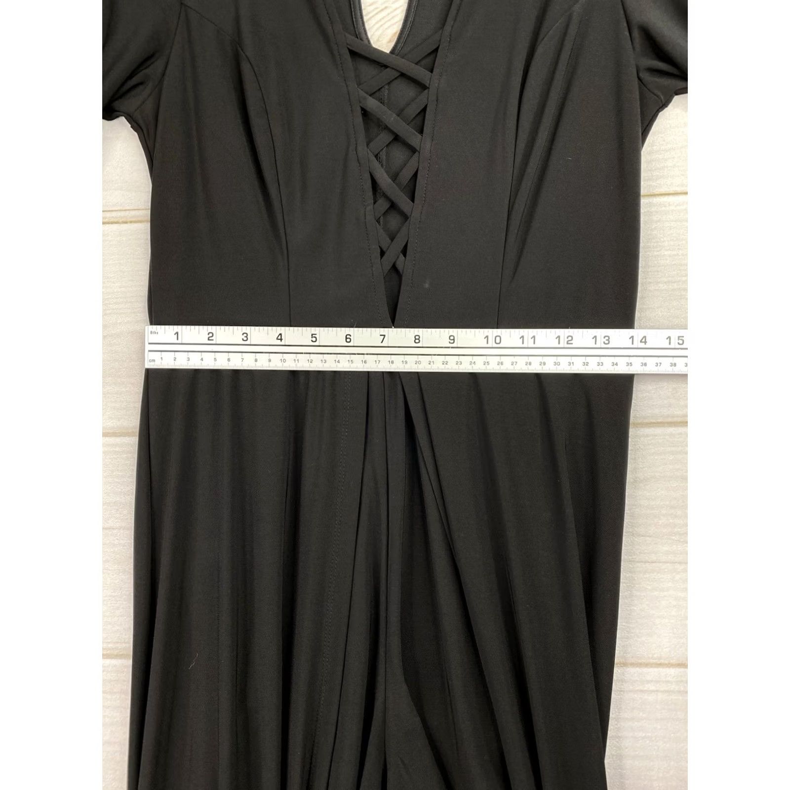 Venus Venus Womens Black Maxi Romper Dress M Overlay w/Shorts Witchy Vamp Goth Stretch Romper Dress Size M / US 6-8 / IT 42-44 - 7 Thumbnail