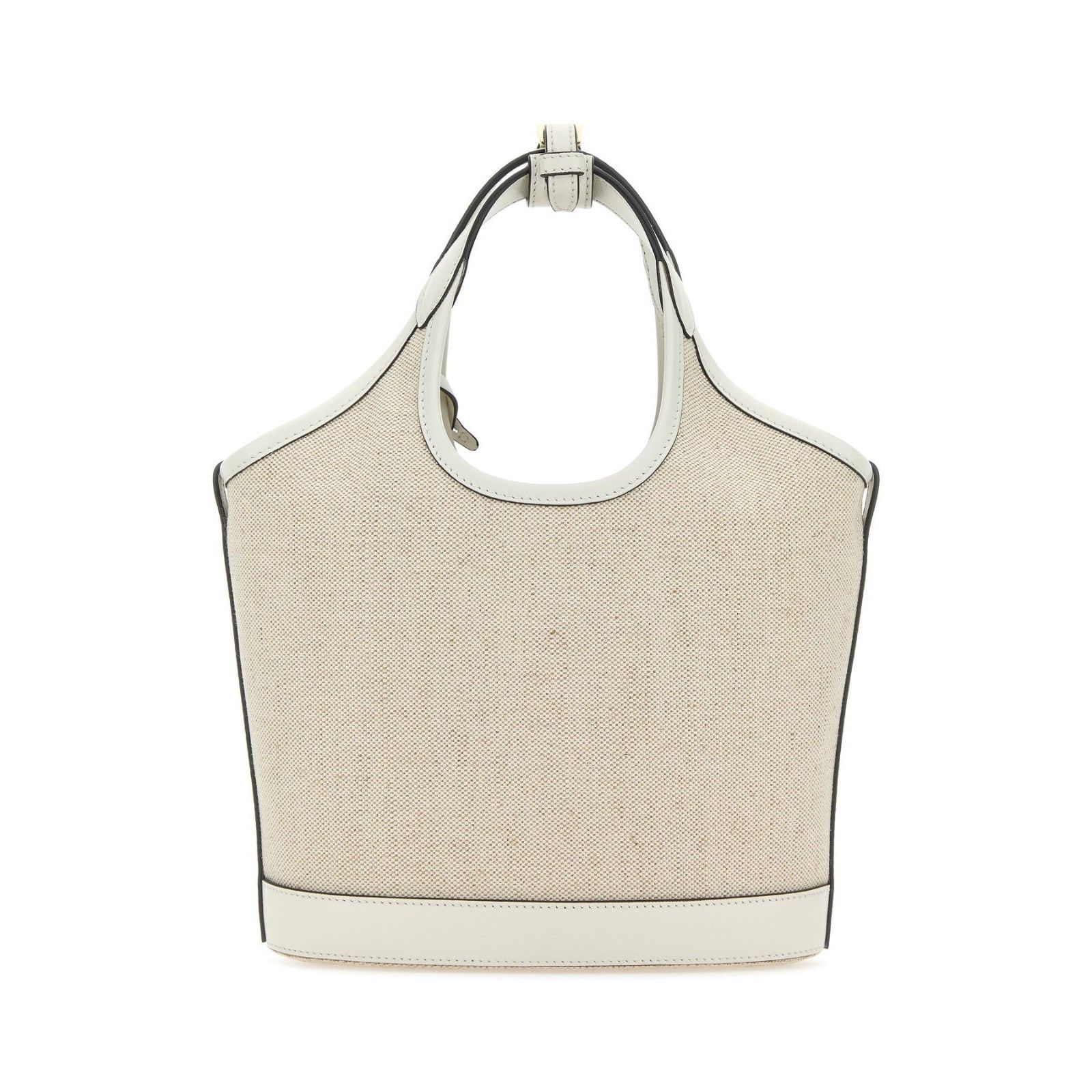 Prada PRADA Sand Beige Mini White Trim Canvas Shopper Top Handle B Size ONE SIZE - 3 Thumbnail