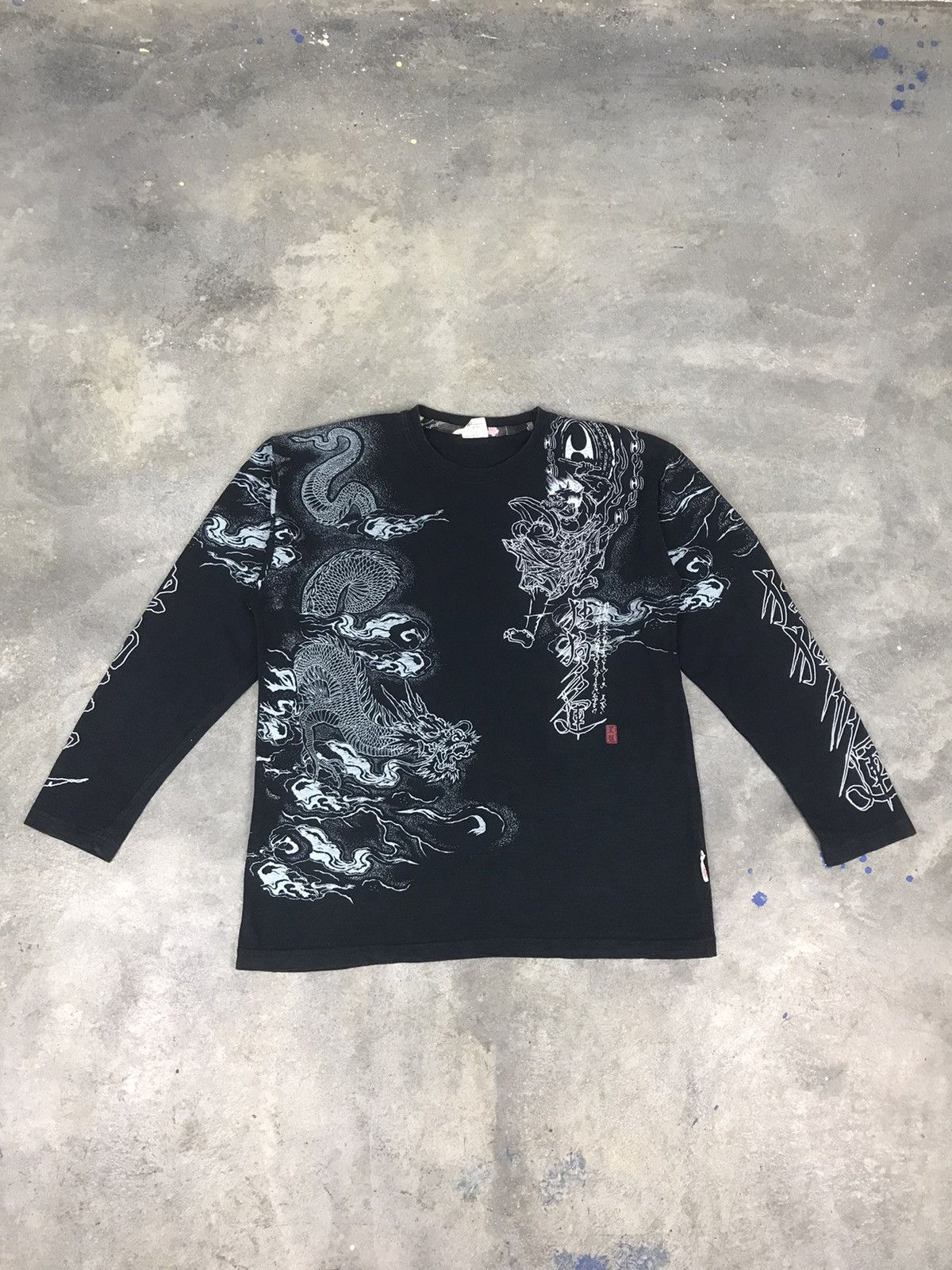 image of Dogtown x Sukajan T Shirts Vintage Dog Town Black Dragon Sukajan Longsleeve Tshirt, Men's (Size XL)