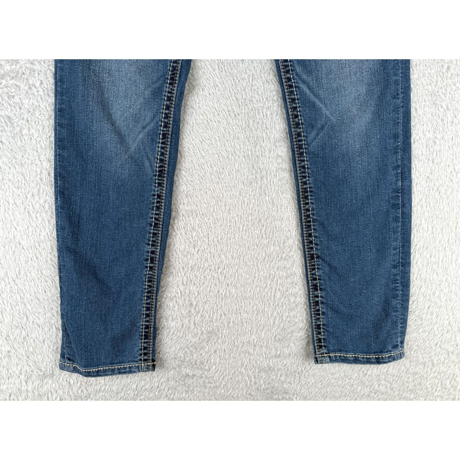 Vintage Seven7 Women Jeans 28 Blue Denim Skinny Slit Hem Mid Rise 28x29 Size 28" / US 6 / IT 42 - 2 Thumbnail