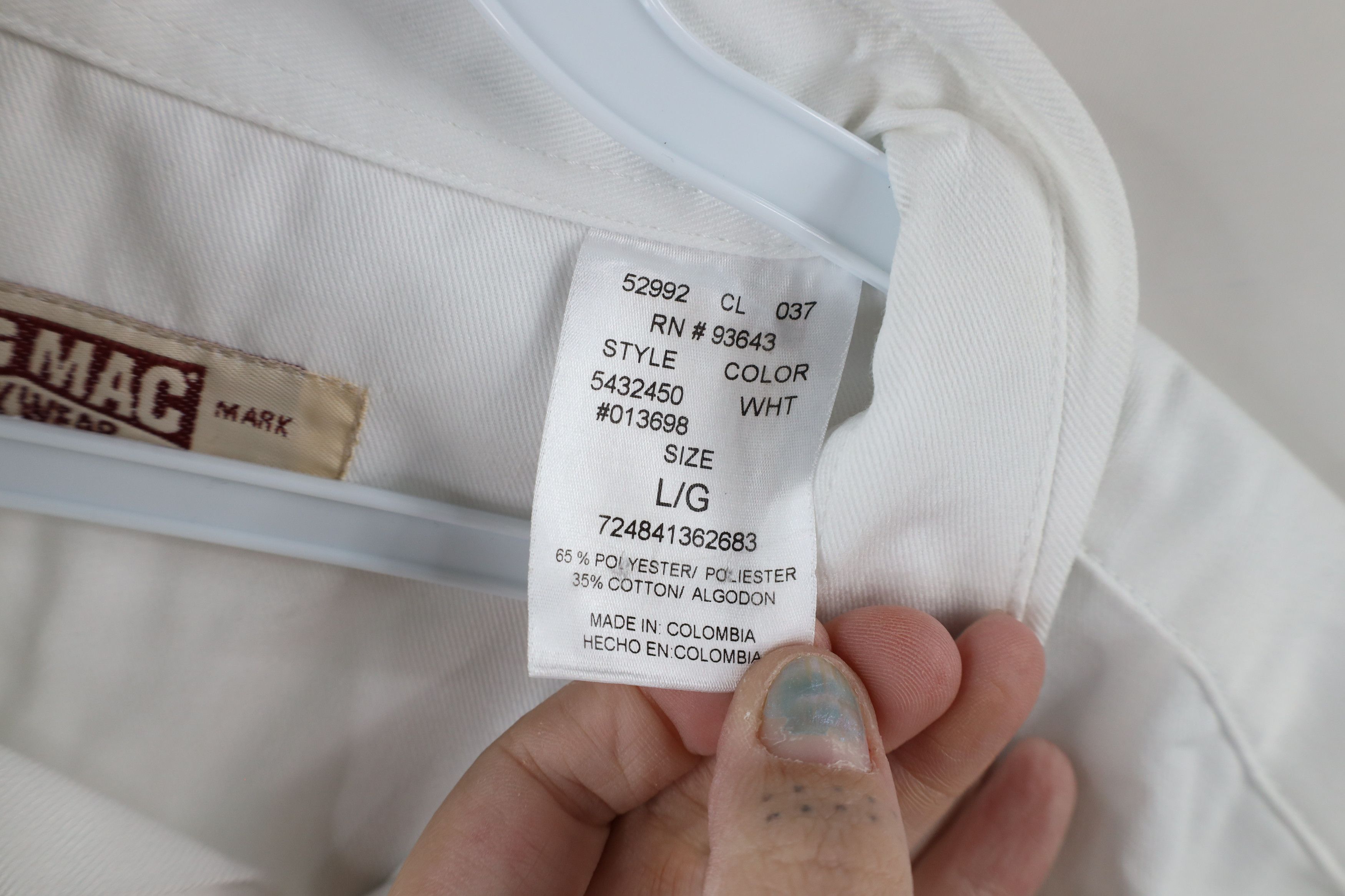 Big Mac × Vintage Vintage 90s Big Mac Mechanic Collared Button Shirt White Size US L / EU 52-54 / 3 - 6 Thumbnail