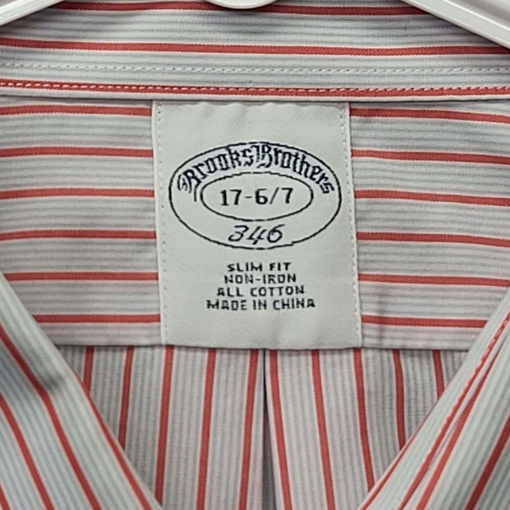Brooks Brothers Brooks Brothers 346 Shirt Slim Fit Long Sleeve Button-Up Cotton Red Mens 17 Regular Non-Iron Size US XL / EU 56 / 4 - 2 Thumbnail