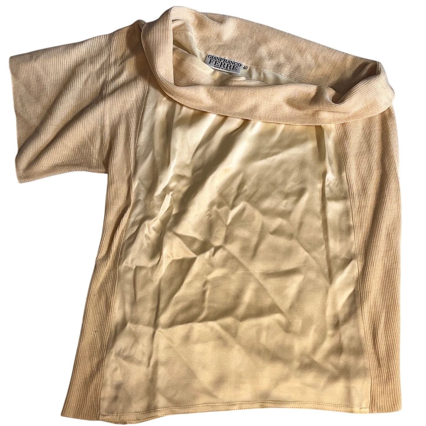 Gianfranco Ferre Gianfranco Ferré VTG Cream Silk Knit Cowl Neck Size S / US 4 / IT 40 - 1 Thumbnail