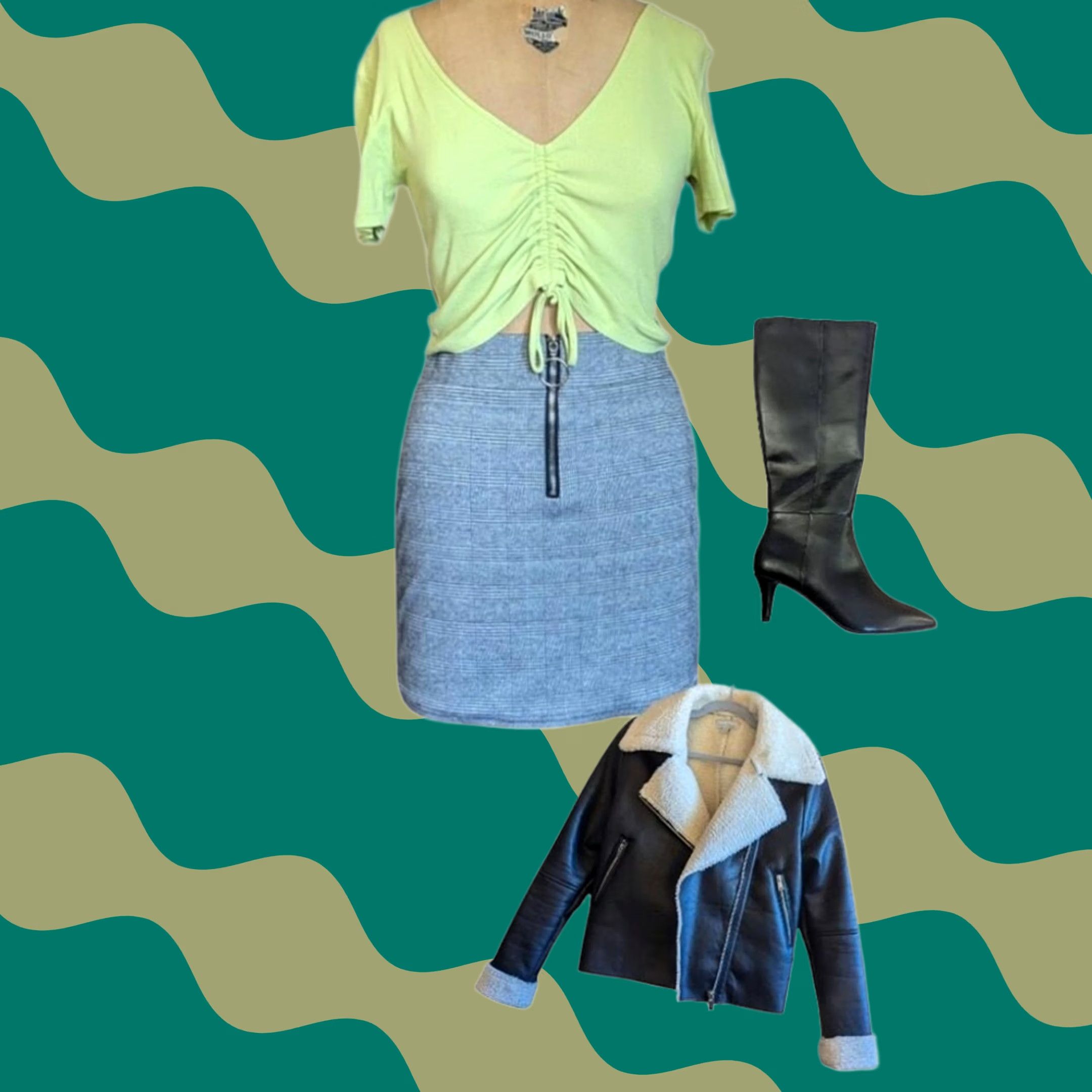 Zara Zara Shirt Cropped Short Sleeve Lime Green Ruched V-Neck Womens L Size Size L / US 10 / IT 46 - 1 Thumbnail