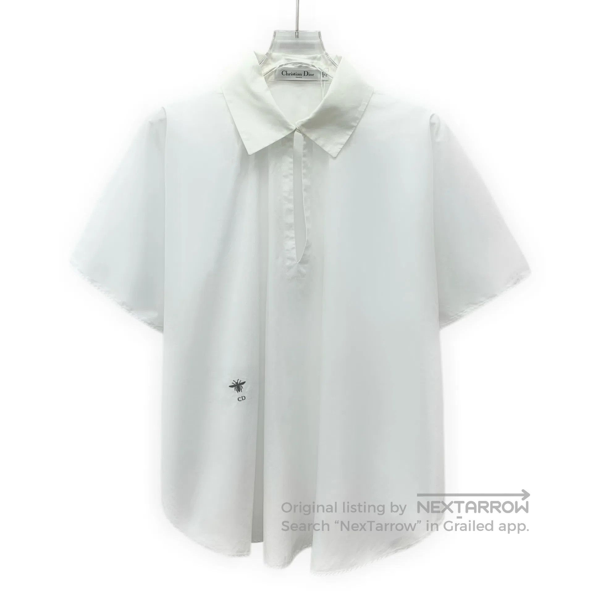 Dior Dior White bee embroidery cotton collar long-sleeve shirt| Size XS / US 0-2 / IT 36-38 - 1 Thumbnail