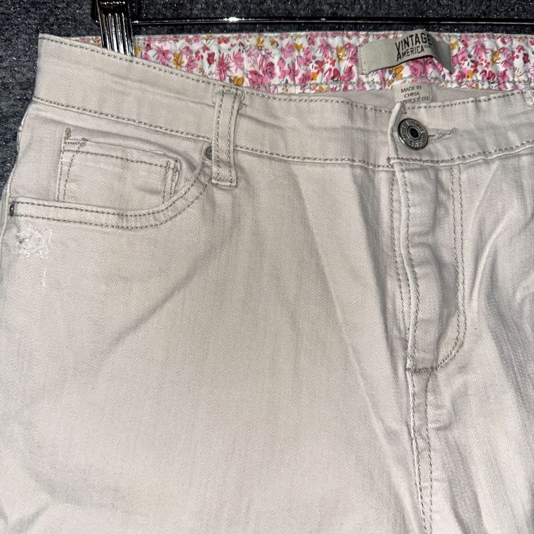 Vintage Vintage America Jeans Womens Beige Cotton Stretch Ankle Size 6 Size 28" / US 6 / IT 42 - 4 Thumbnail