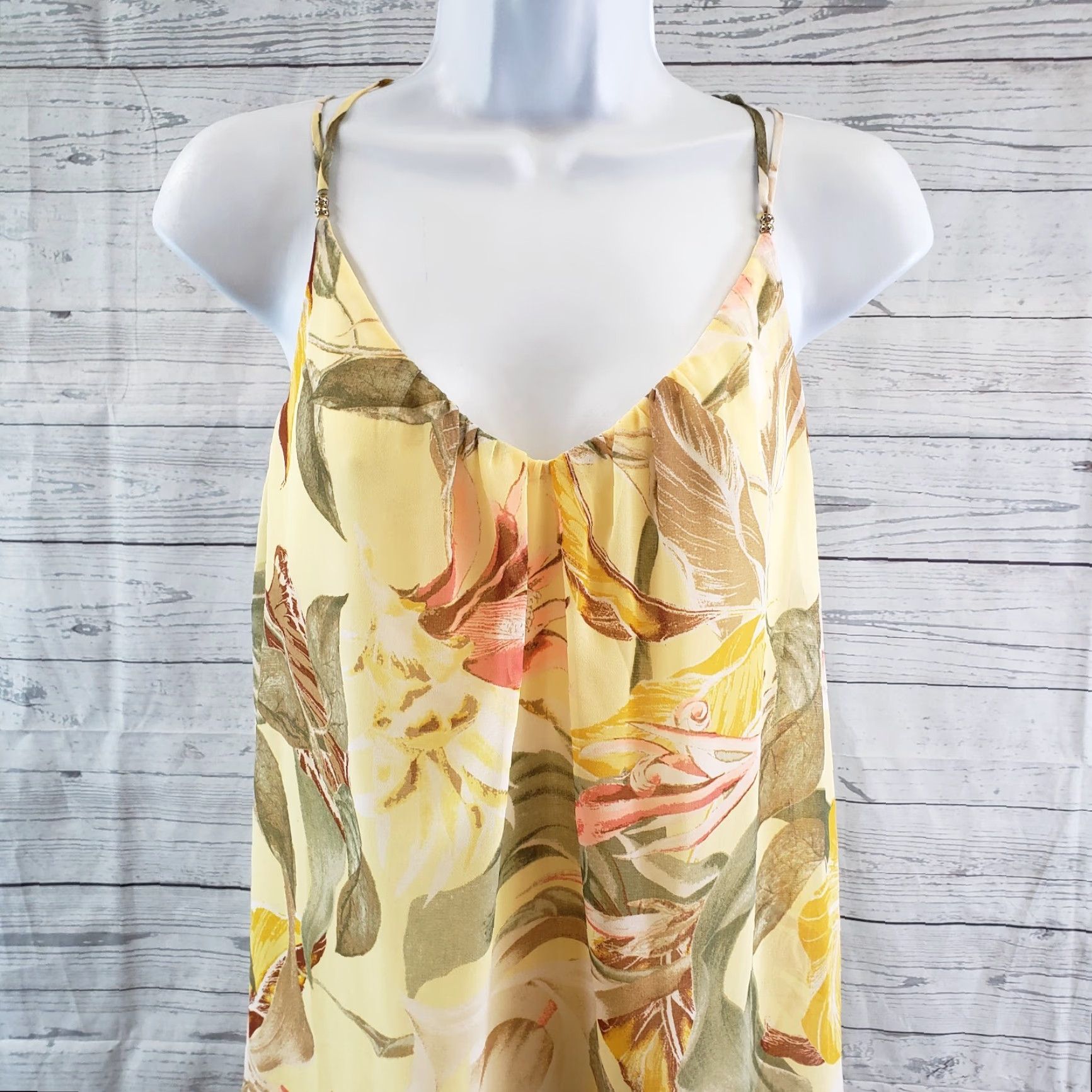 White House Black Market White House Black Market Womens Slip Dress Shirt? 4 Floral Pattern Sleeveless Yellow Pink Vintage: No Mens Womens Girls? Size S / US 4 / IT 40 - 2 Thumbnail