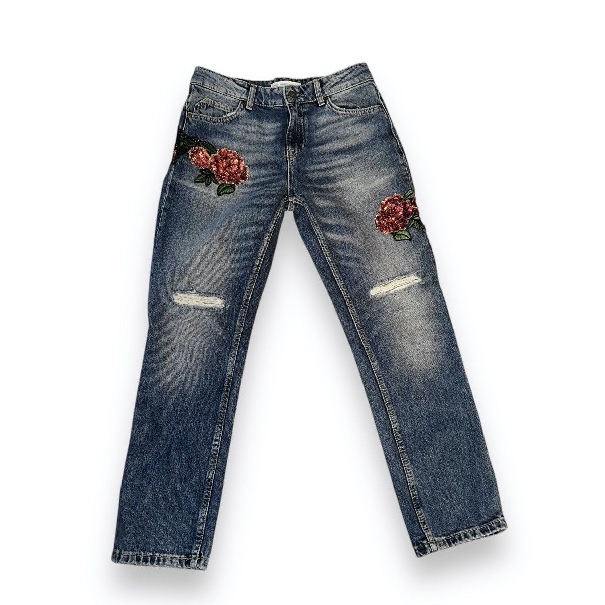 Zara Zara sequin embroidered rose mom jeans Size 26" / US 2 / IT 38 - 5 Thumbnail
