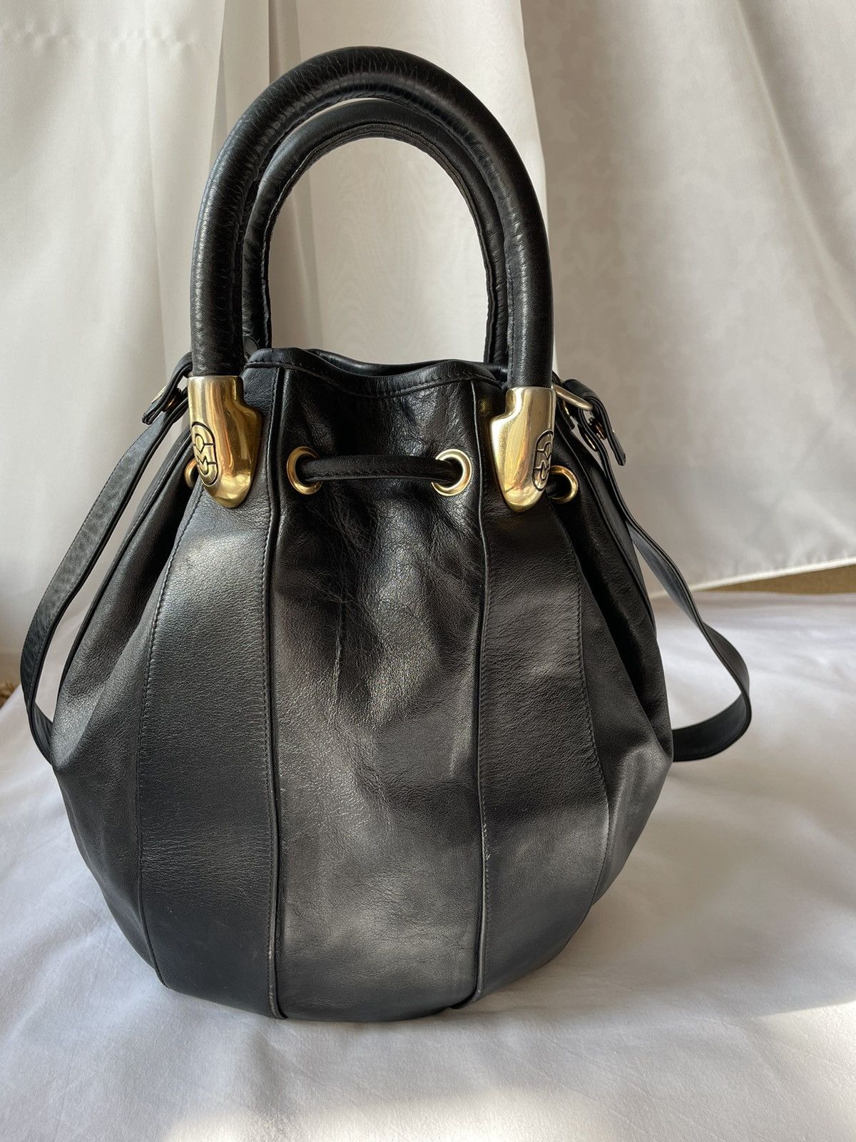 image of Avant Garde Vintage Bucket Bag By Marino Orlandi in Black, Women's