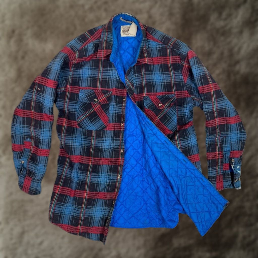 Vintage VINTAGE Saugatuck Dry Goods Jacket Mens Large Blue Plaid Quilted Flannel Lined Size US L / EU 52-54 / 3 - 1 Thumbnail