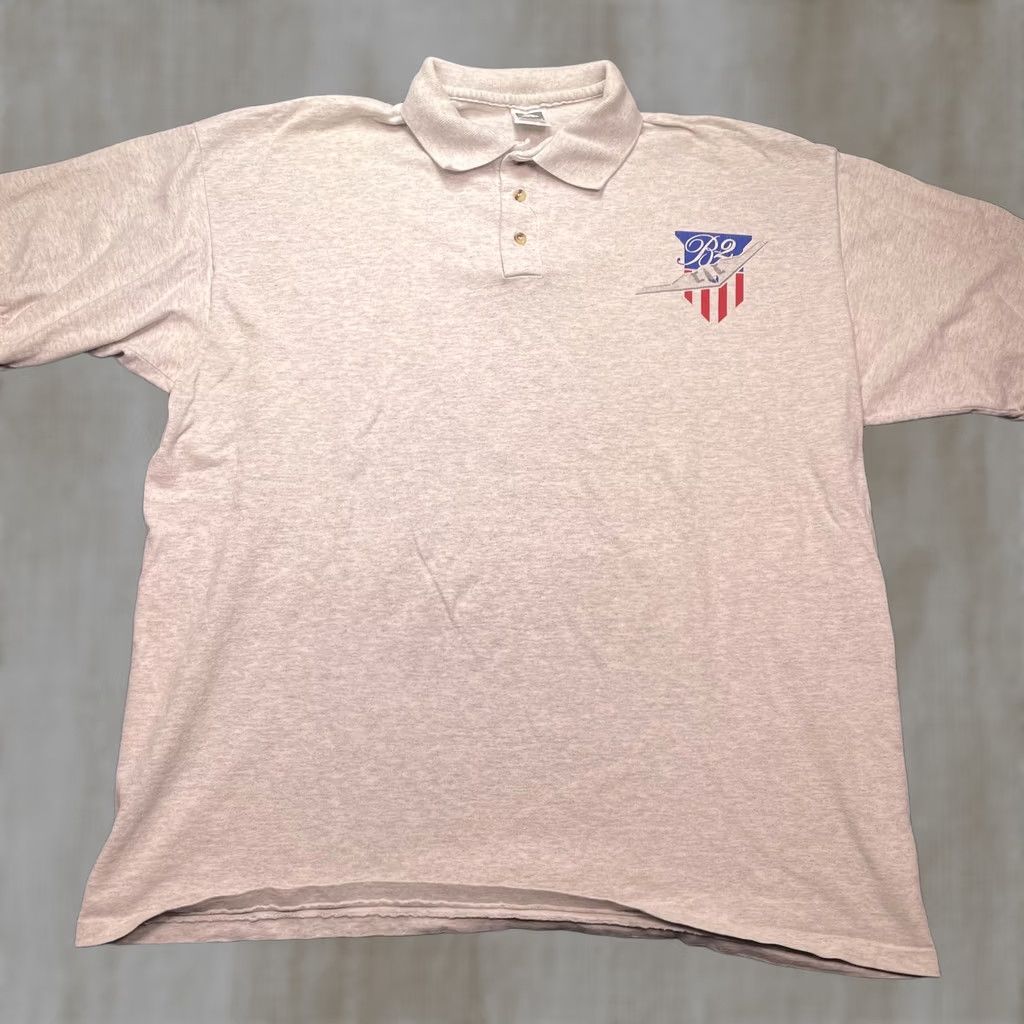 Vintage VINTAGE B2 Bomber Polo Shirt Mens 2XL Cotton Deluxe Patriotic Military Aviation Shirt Mens 2XL Gray Front Graphic Logo Cockpit Style Size US XXL / EU 58 / 5 - 1 Thumbnail