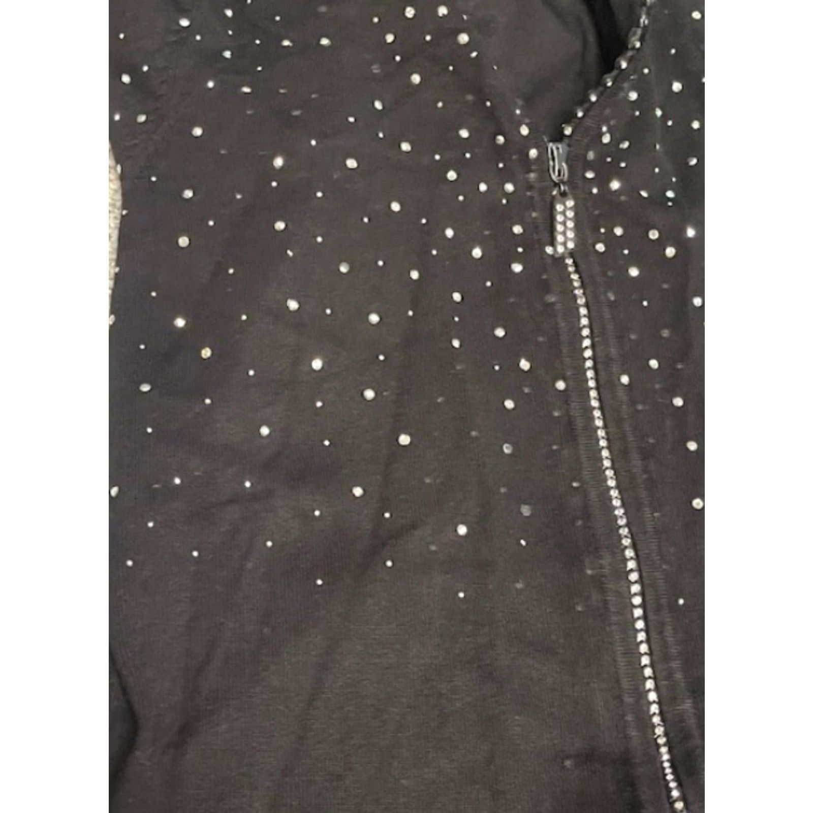 Vintage Fontana Jacket Womens M Rhinestones Zipper Bejeweled Full Zip 90s Y2K Black Size M / US 6-8 / IT 42-44 - 4 Thumbnail