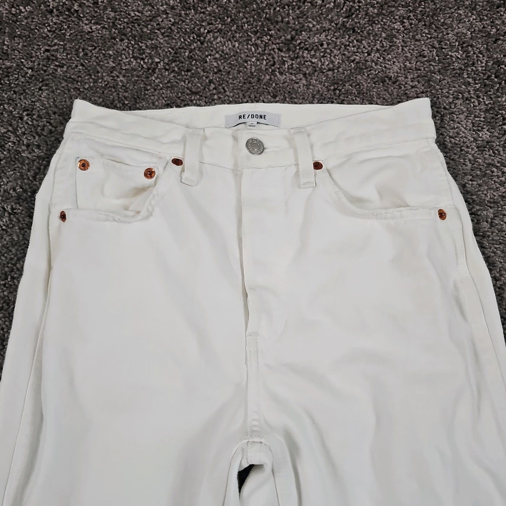 RE/DONE VINTAGE Re/done Jeans Women 26 White High Rise Straight 90s Relaxed Denim Cotton Size 26" / US 2 / IT 38 - 2 Thumbnail