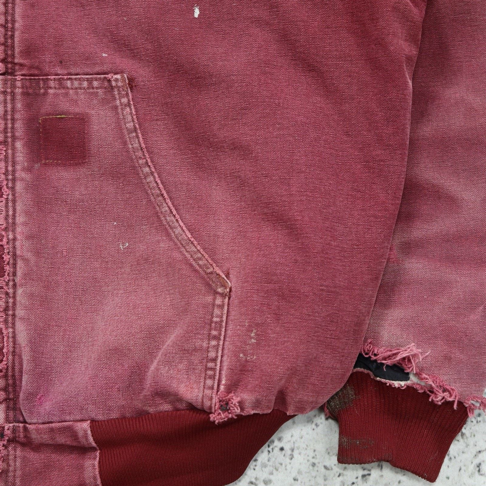 THRASHED Vintage Carhartt J68 CRI Crimson Faded Red Jacket