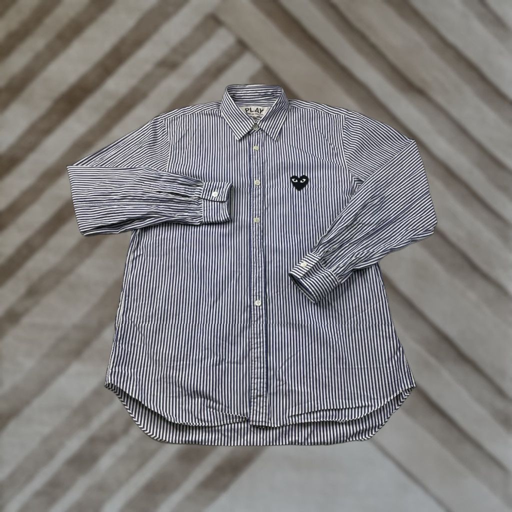 Comme des Garcons Girl Comme Des Garcons Shirt Men S Small Stripe Blue White Button Down Long Sleeve Mens Blue Stripe Shirt Blue White S Size US S / EU 44-46 / 1 - 1 Thumbnail