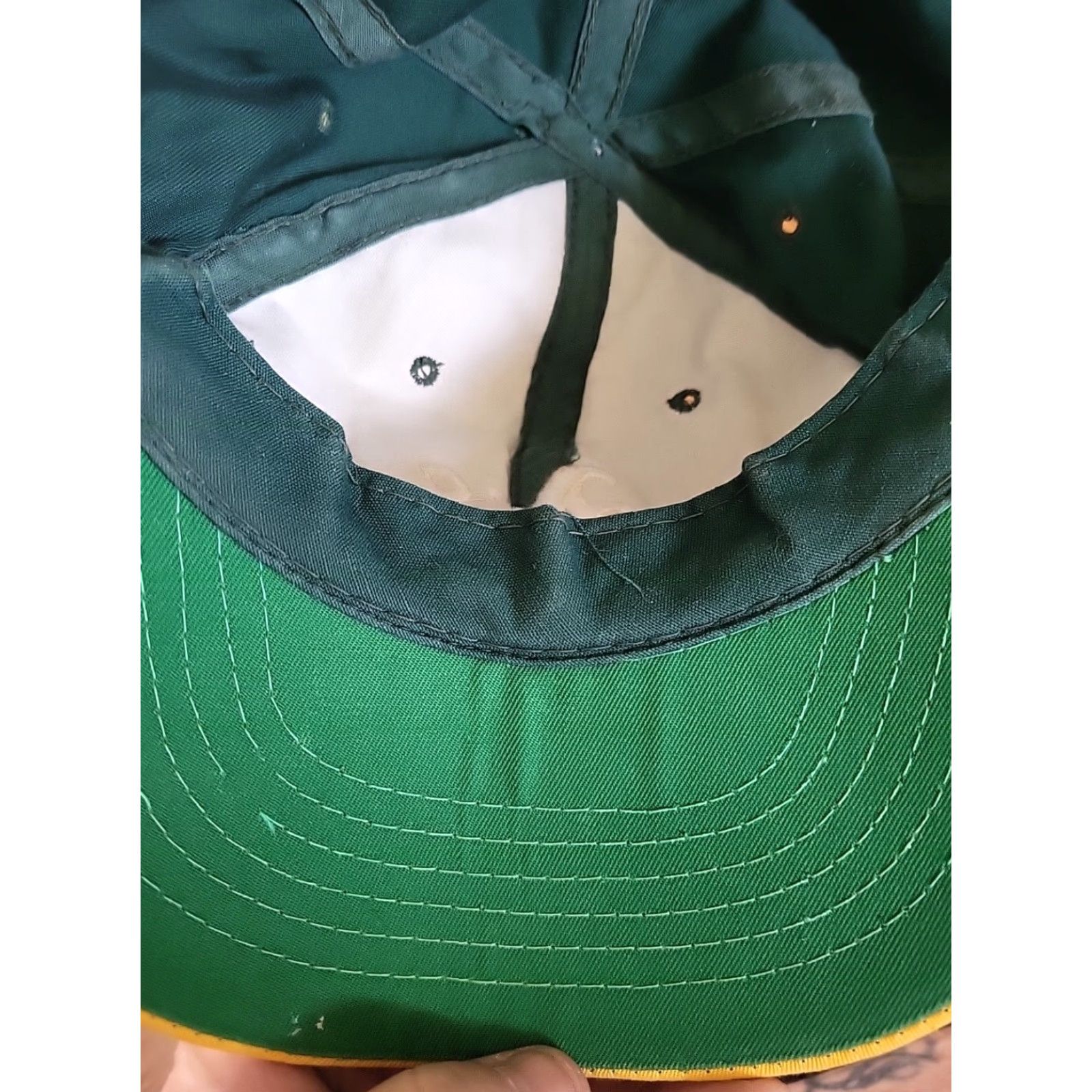 Vintage VINTAGE Athletics Hat MMB Headwear Made In USA Oakland A's Baseball Green Adjustable Cotton Cap 1983 1980s Womens/Mens? Size ONE SIZE - 3 Thumbnail