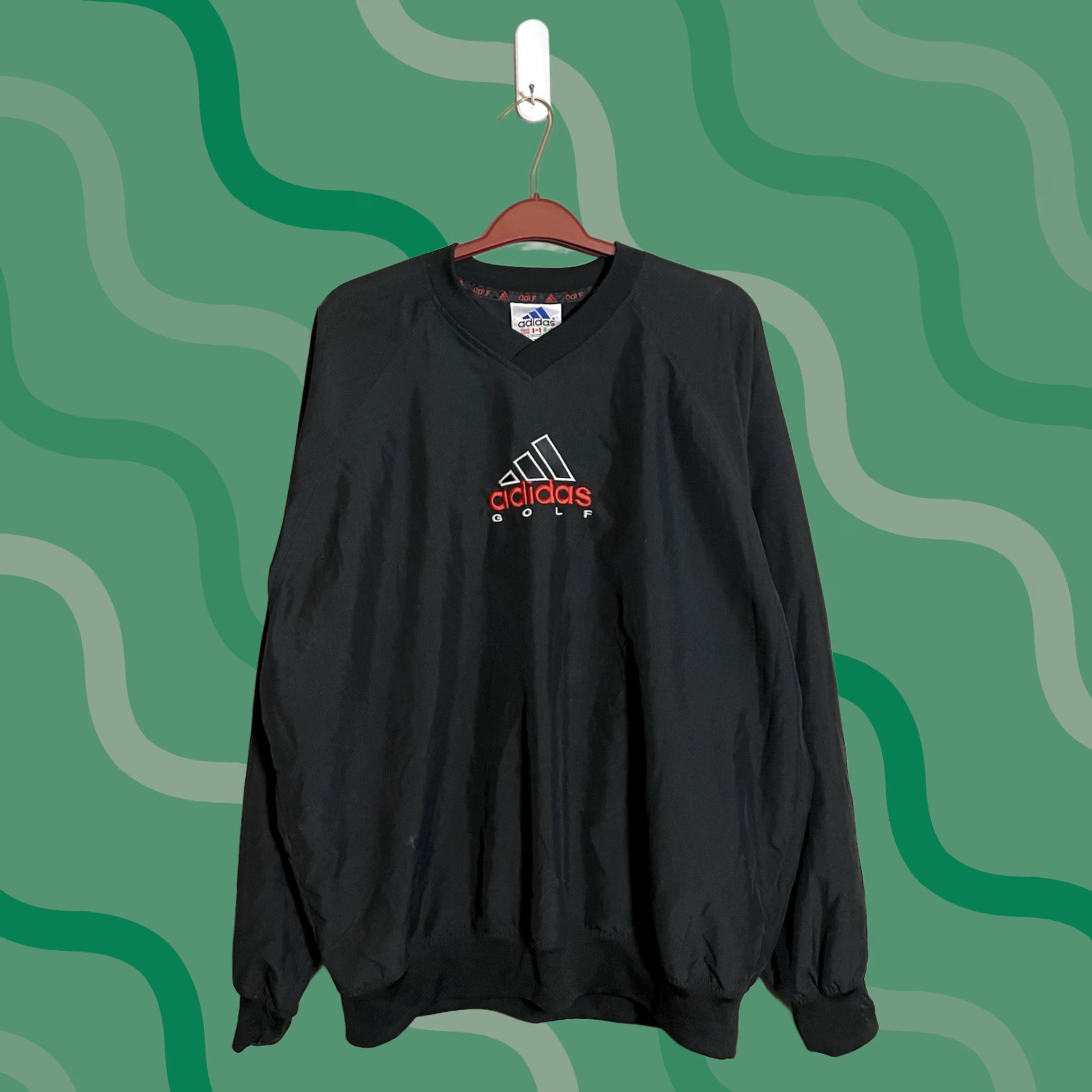 Adidas VINTAGE adidas Golf Windbreaker Jacket XL Black 3 Stripes Mens C514 VTG Size US XL / EU 56 / 4 - 1 Thumbnail