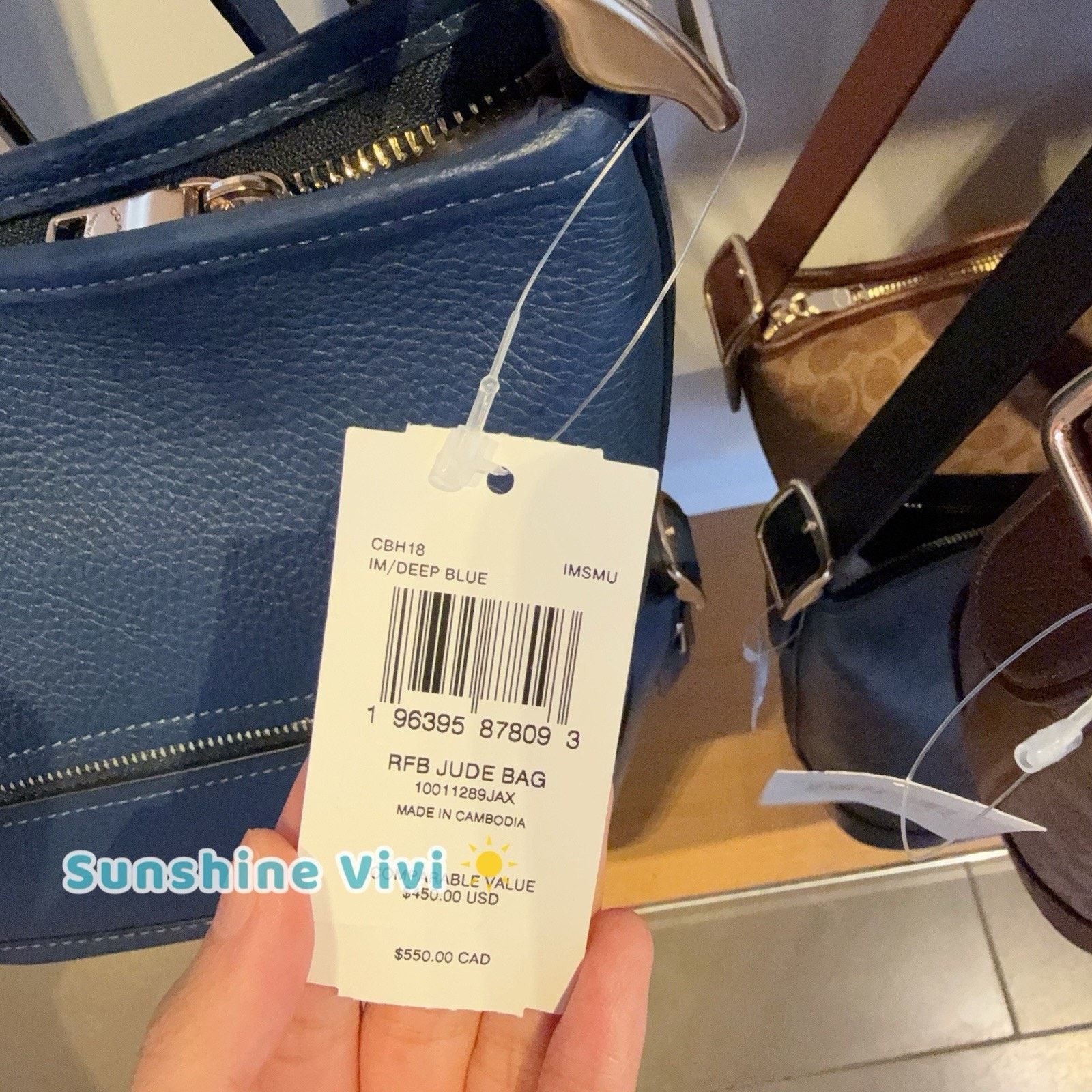 Coach NWT Coach Jude Bag pebble leather CBH18 Gold/Deep Blue Size ONE SIZE - 2 Thumbnail