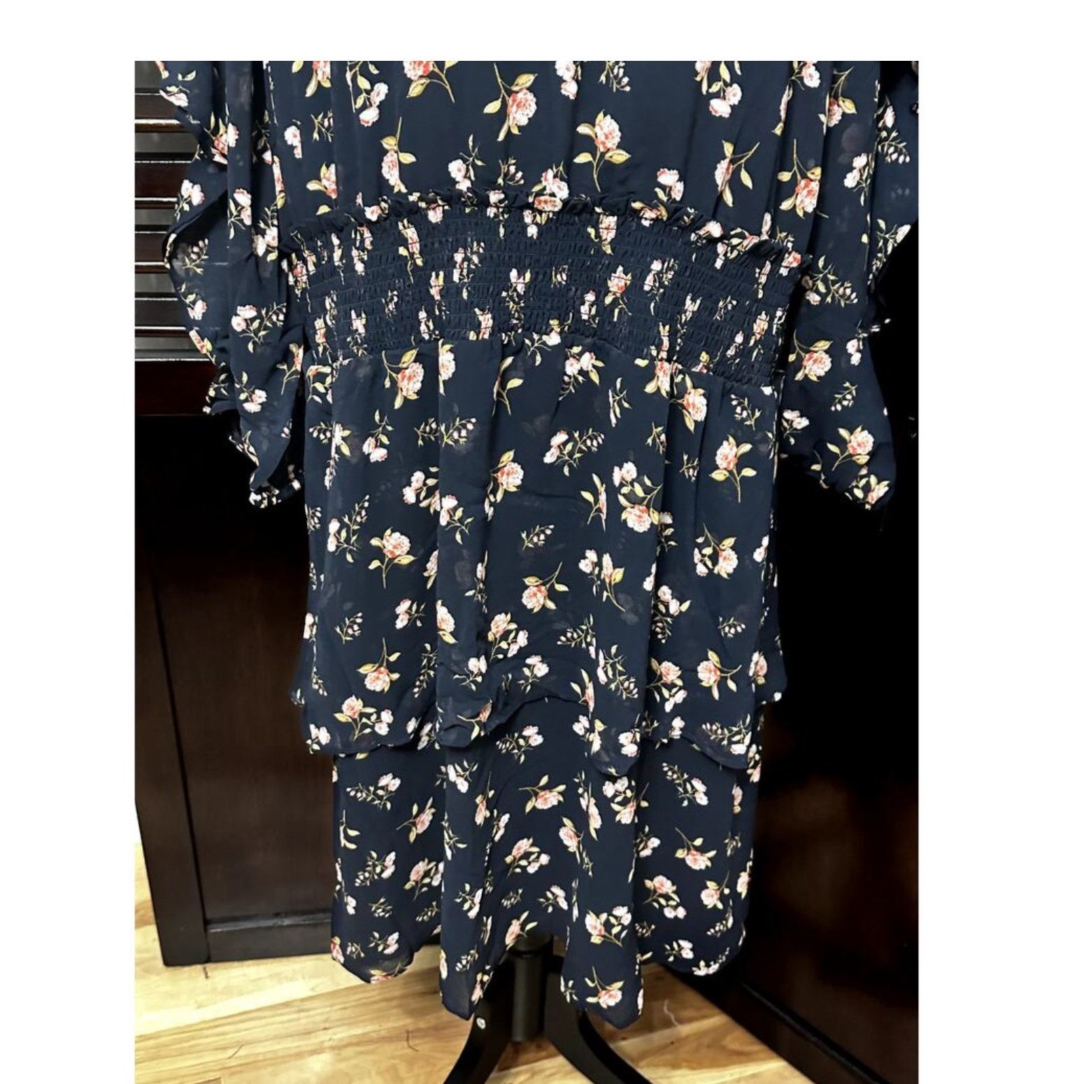 Other 1. State Navy Floral Ruffled Cold Shoulder Midi Dress 3X NWT Size 3XL / US 20-22 - 4 Thumbnail