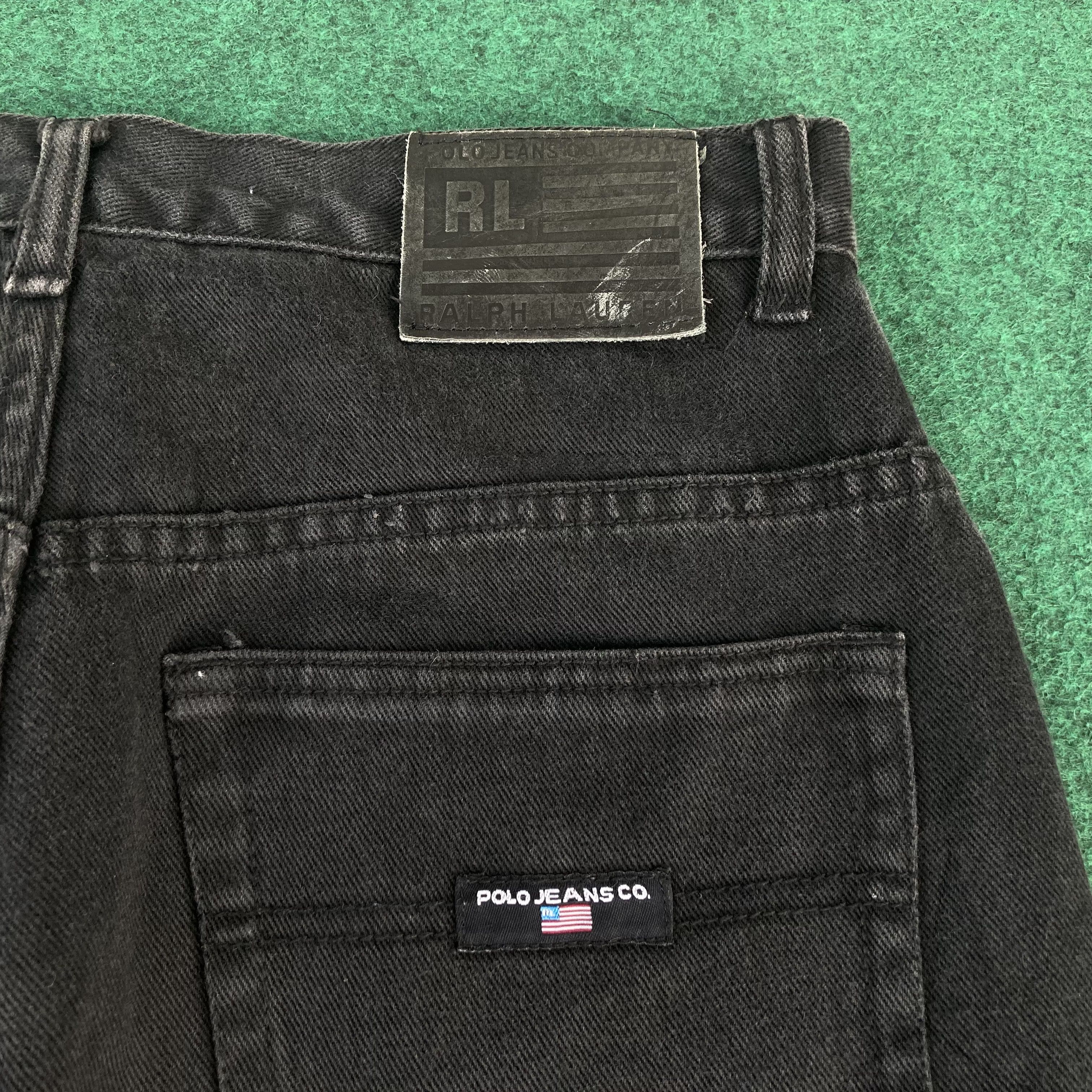 Polo Ralph Lauren × Vintage Vtg Polo Jeans Ralph Lauren Denim Black Baggy 90s Jeans Size US 29 - 8 Thumbnail