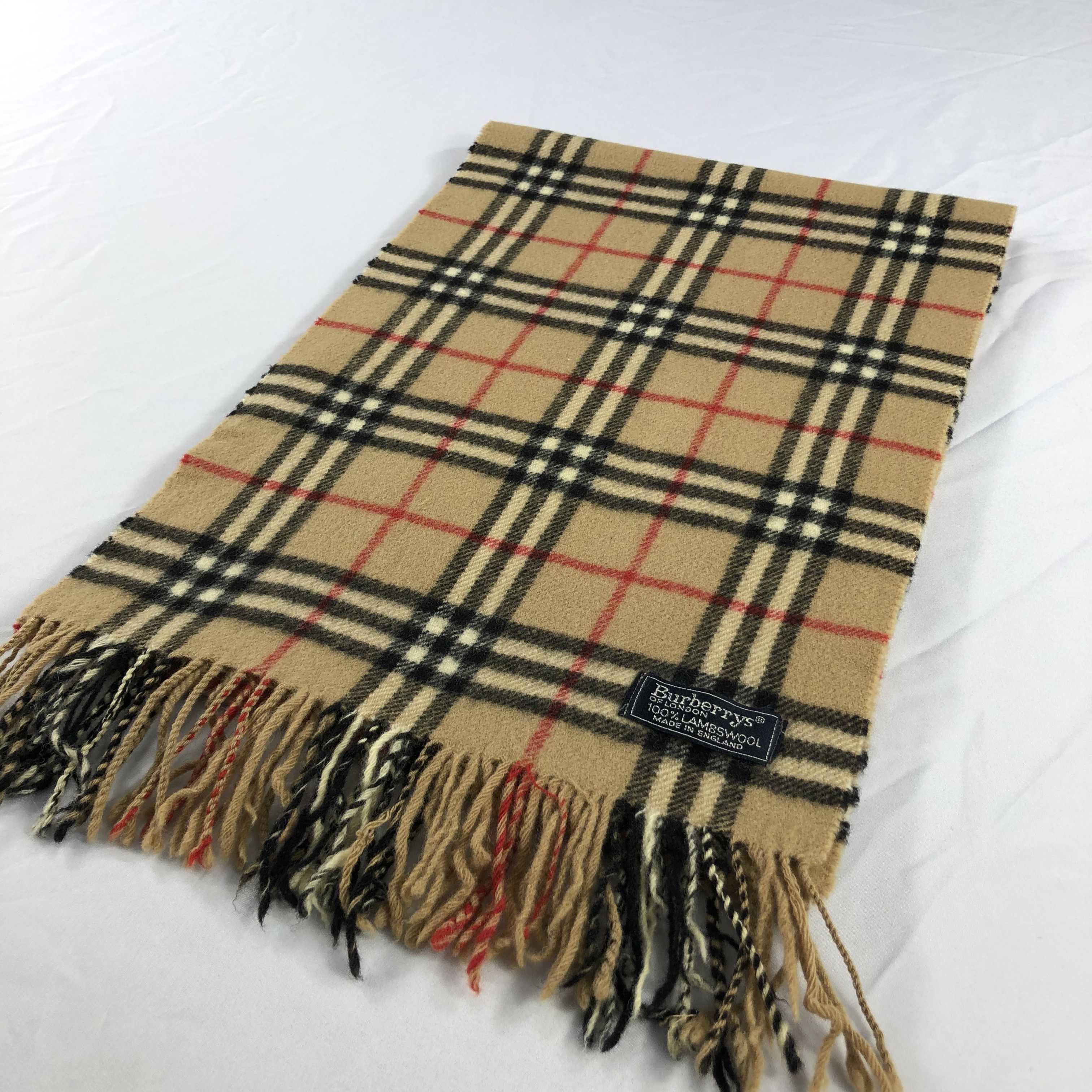 Burberry Burberrys Nova Check Tan Wool Scarf Muffler V1012 Size ONE SIZE - 3 Thumbnail